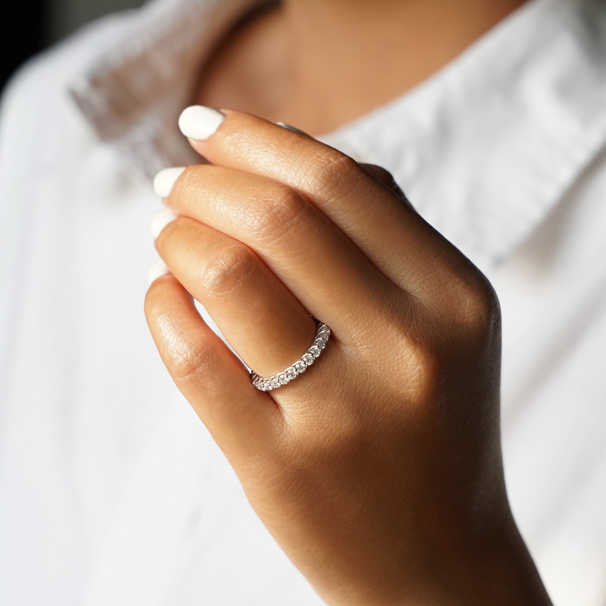 2mm Full Diamond Eternity Band  - Solid 18K White Gold | BITS OF BALI JEWELRY