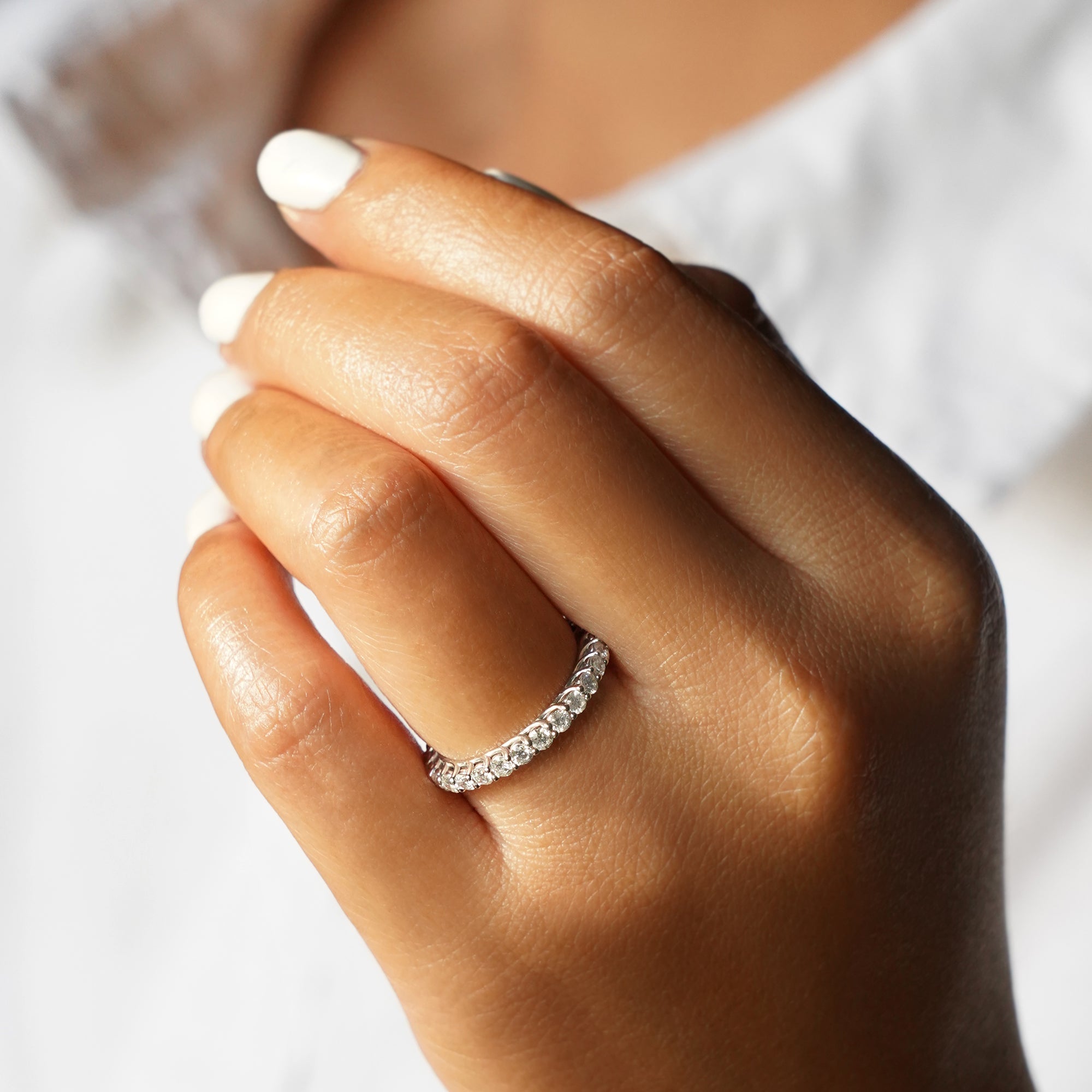 2mm Full Diamond Eternity Band  - Solid 18K White Gold | BITS OF BALI JEWELRY