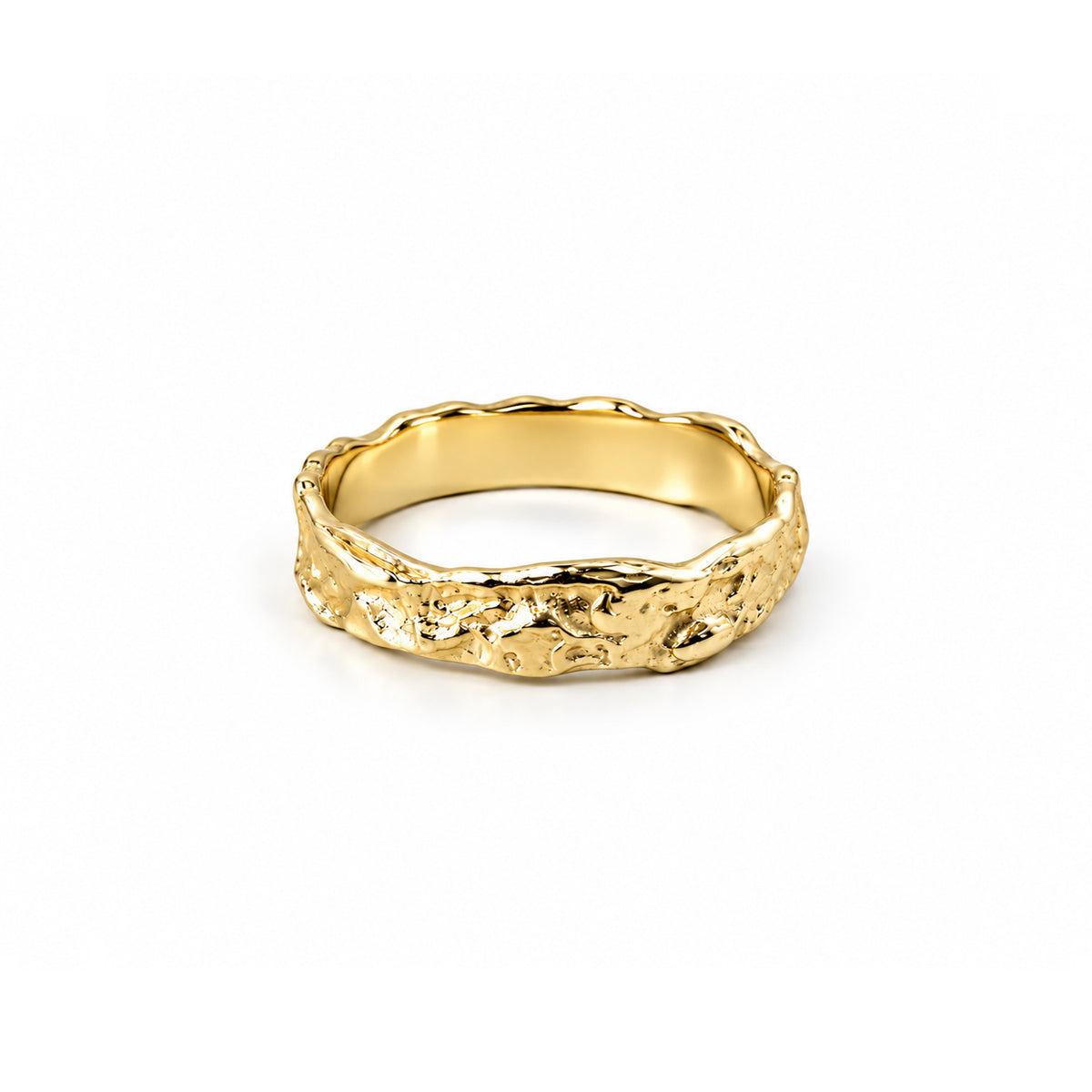 Abstract Comfort Fit Women's Band  - Gold Vermeil
