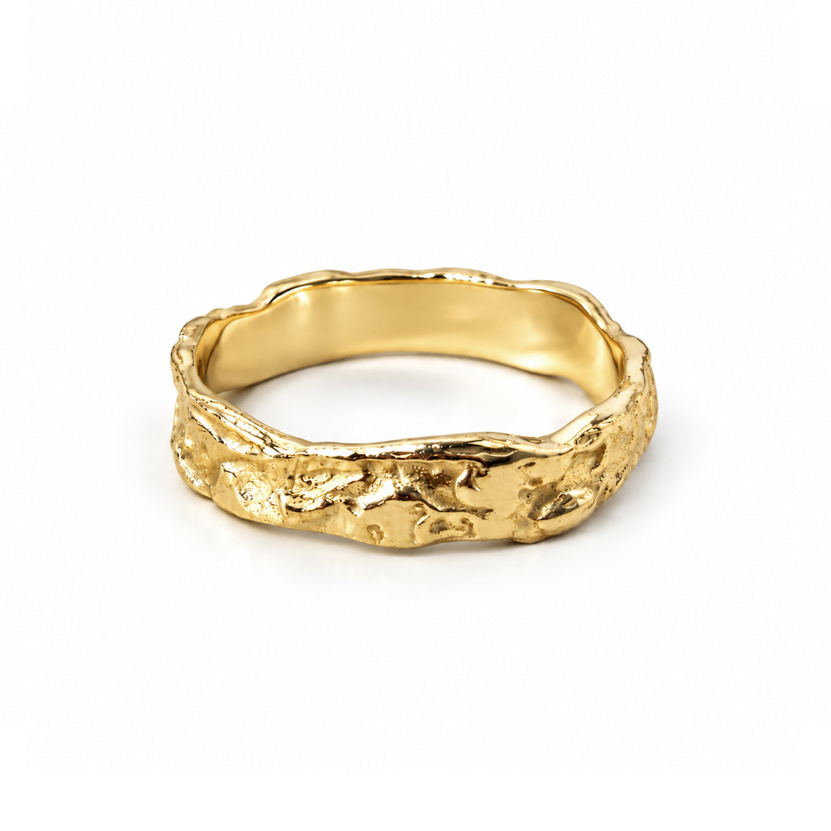 Abstract Comfort Fit Men's Band  - Gold Vermeil