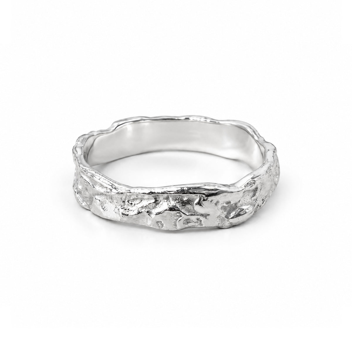 Abstract Comfort Fit Men's Band  - Sterling Silver