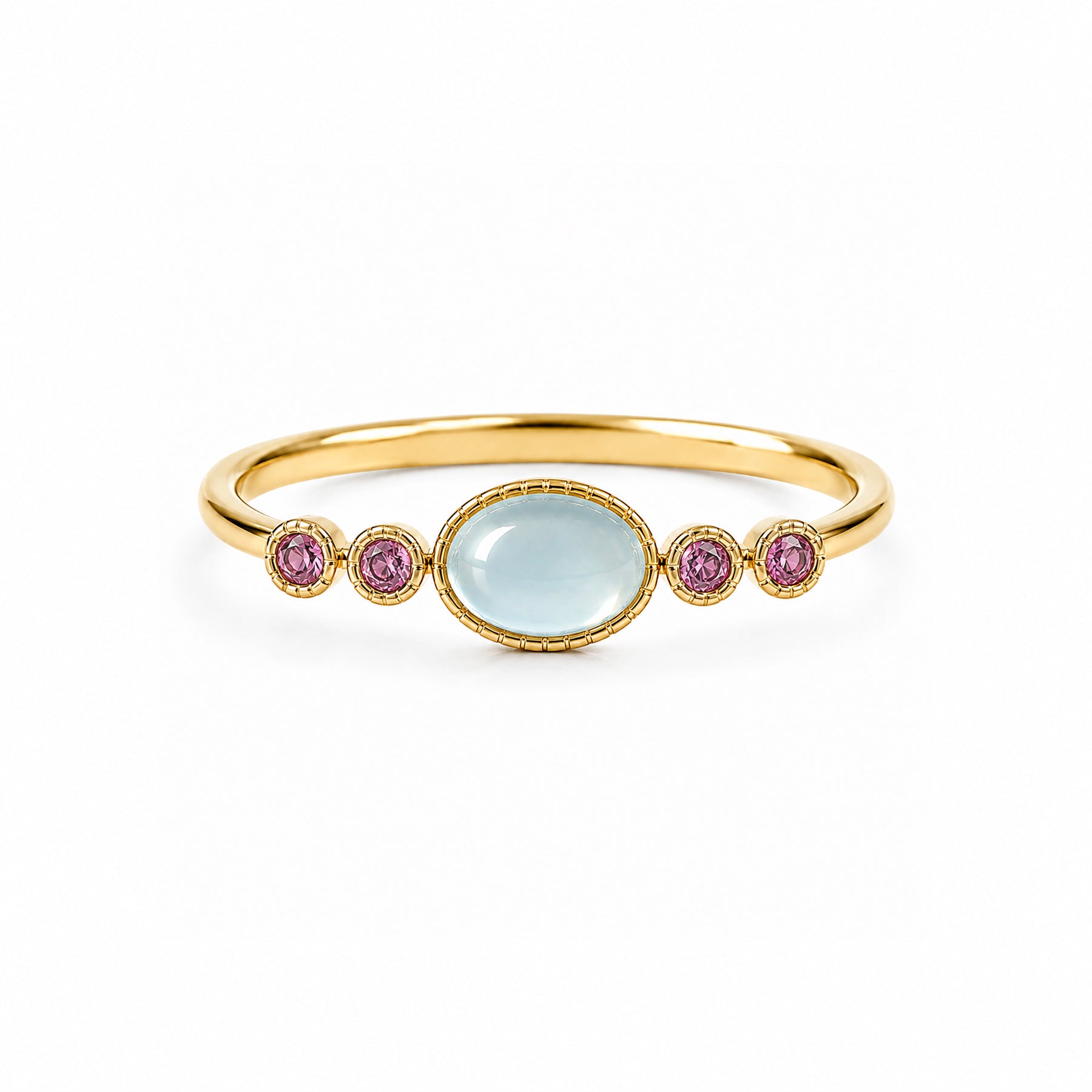Aquamarine & Pink Tourmaline Ring - Gold Vermeil