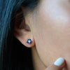 MARQUISE BLUE SAPPHIRE & DIAMOND EARRINGS - SOLID 18K WHITE GOLD
