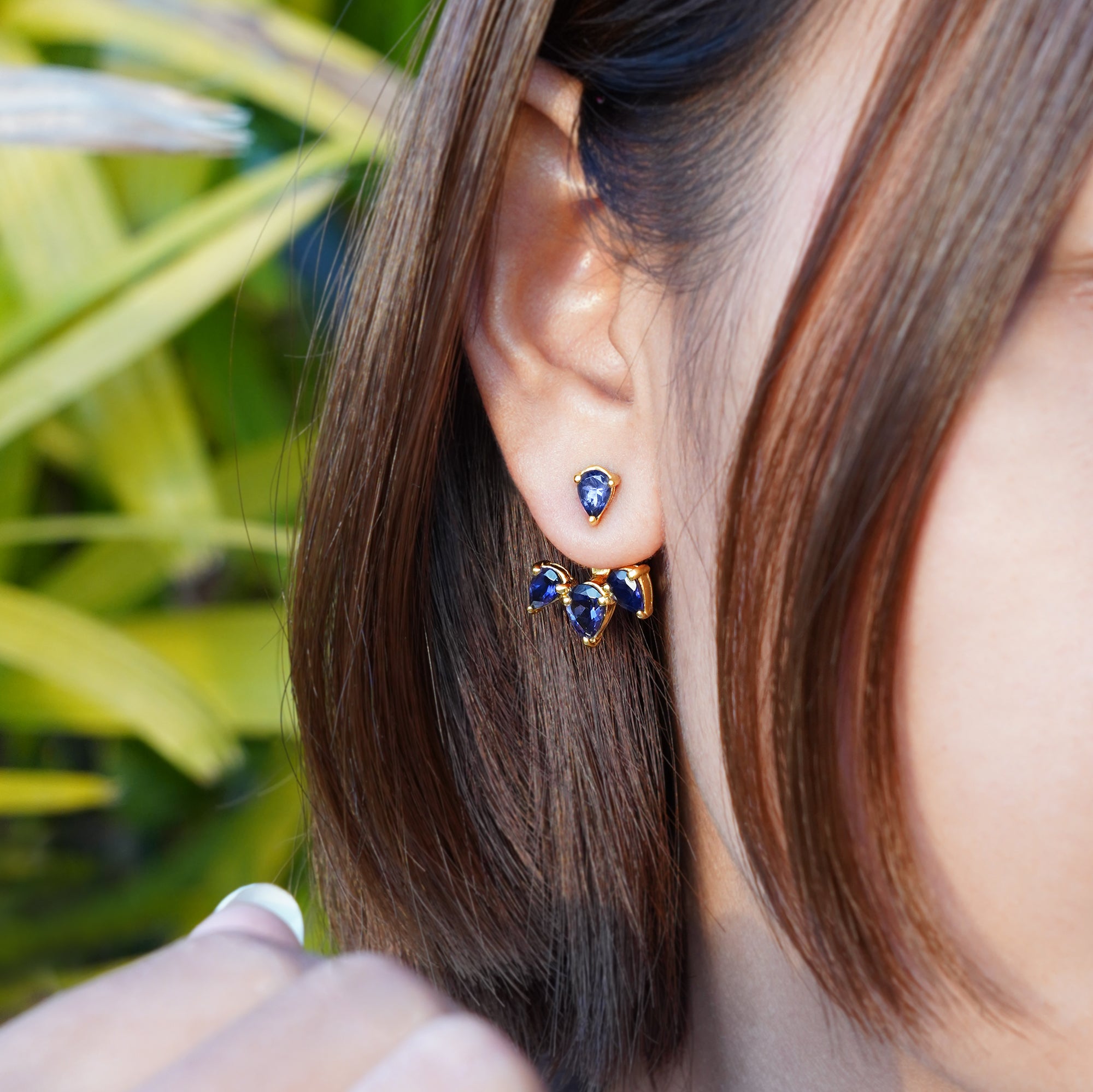 Ibu Baskara Ear Jackets - Iolite | BITS OF BALI JEWELRY