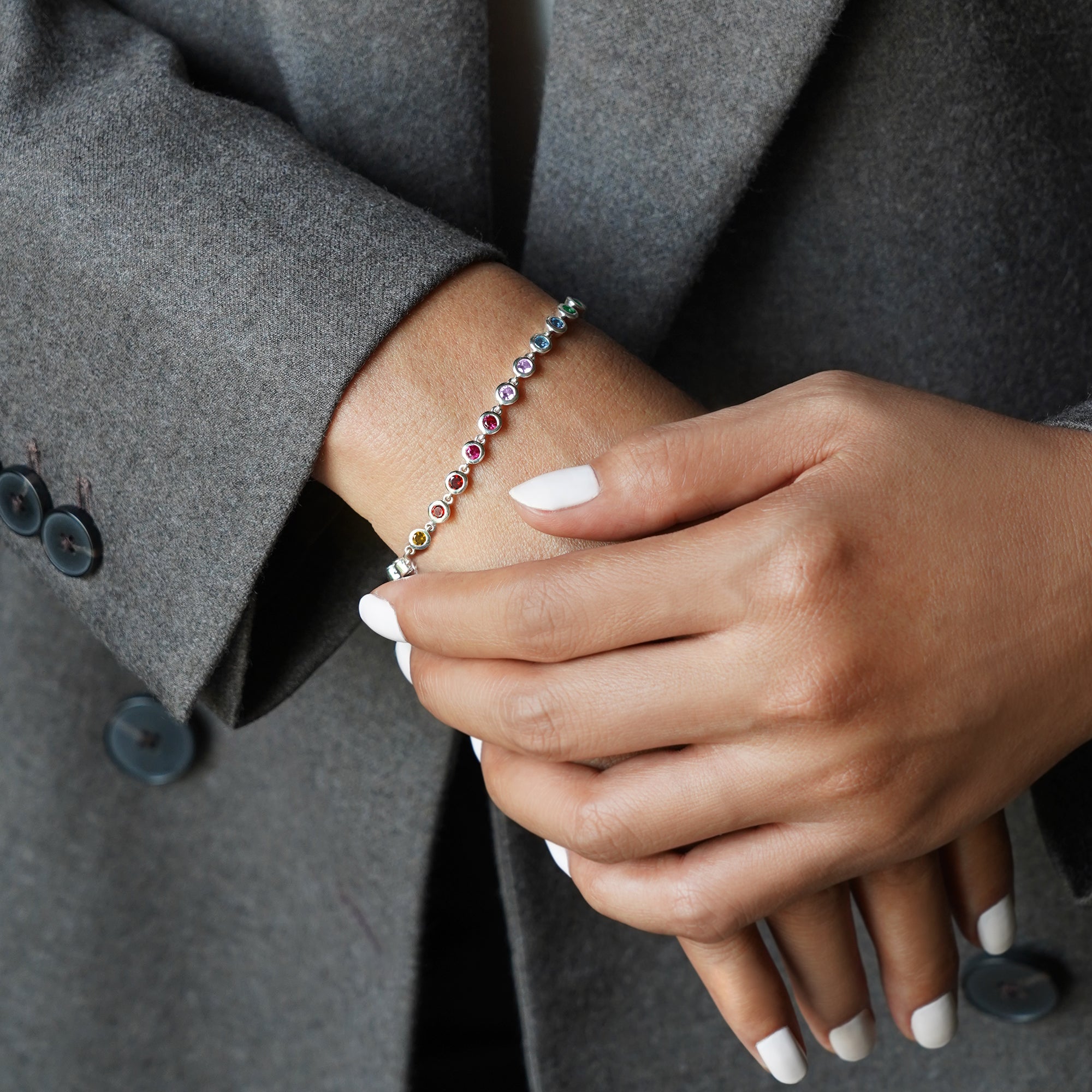 Ibu Bezel Genuine Birthstones Bracelet | BITS OF BALI JEWELRY