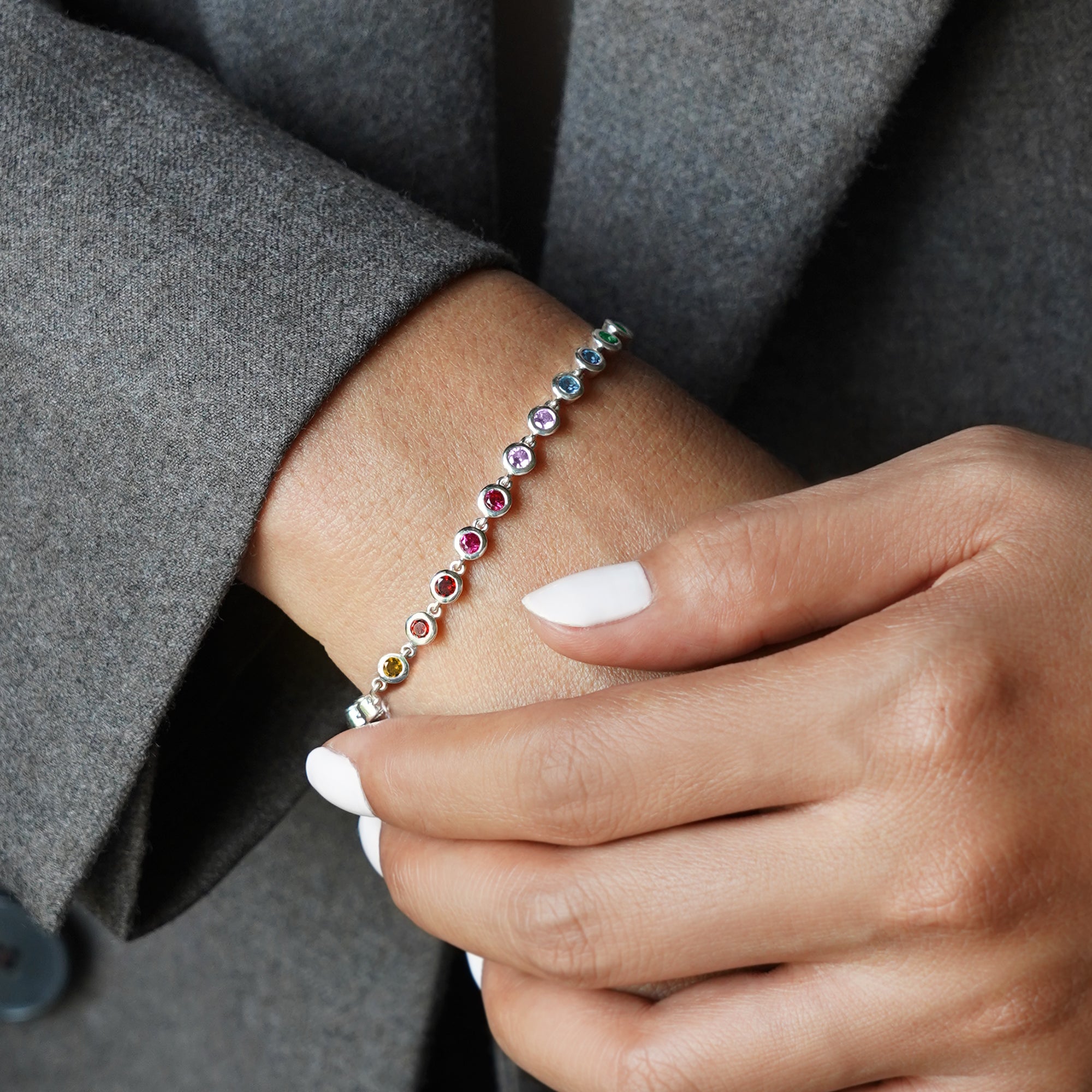 Ibu Bezel Genuine Birthstones Bracelet | BITS OF BALI JEWELRY