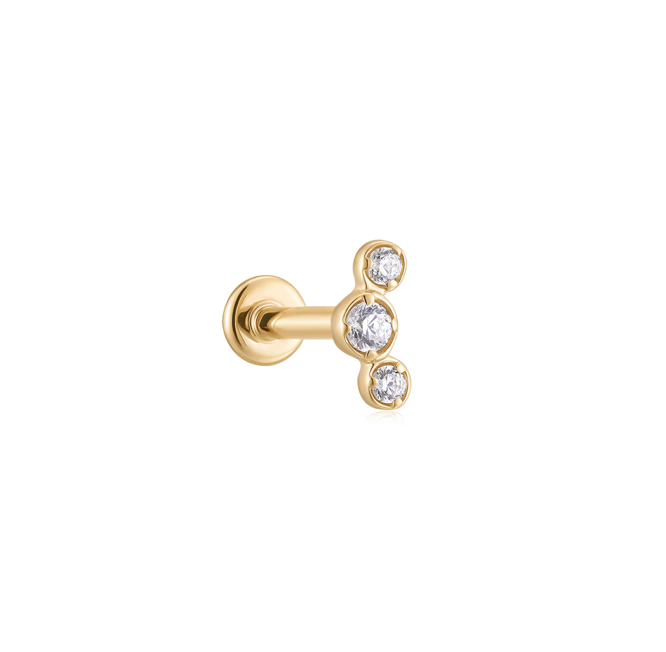 Diamond Mini Curve Flat Back Stud Earrings - Solid 14K Yellow Gold | BITS OF BALI JEWELRY