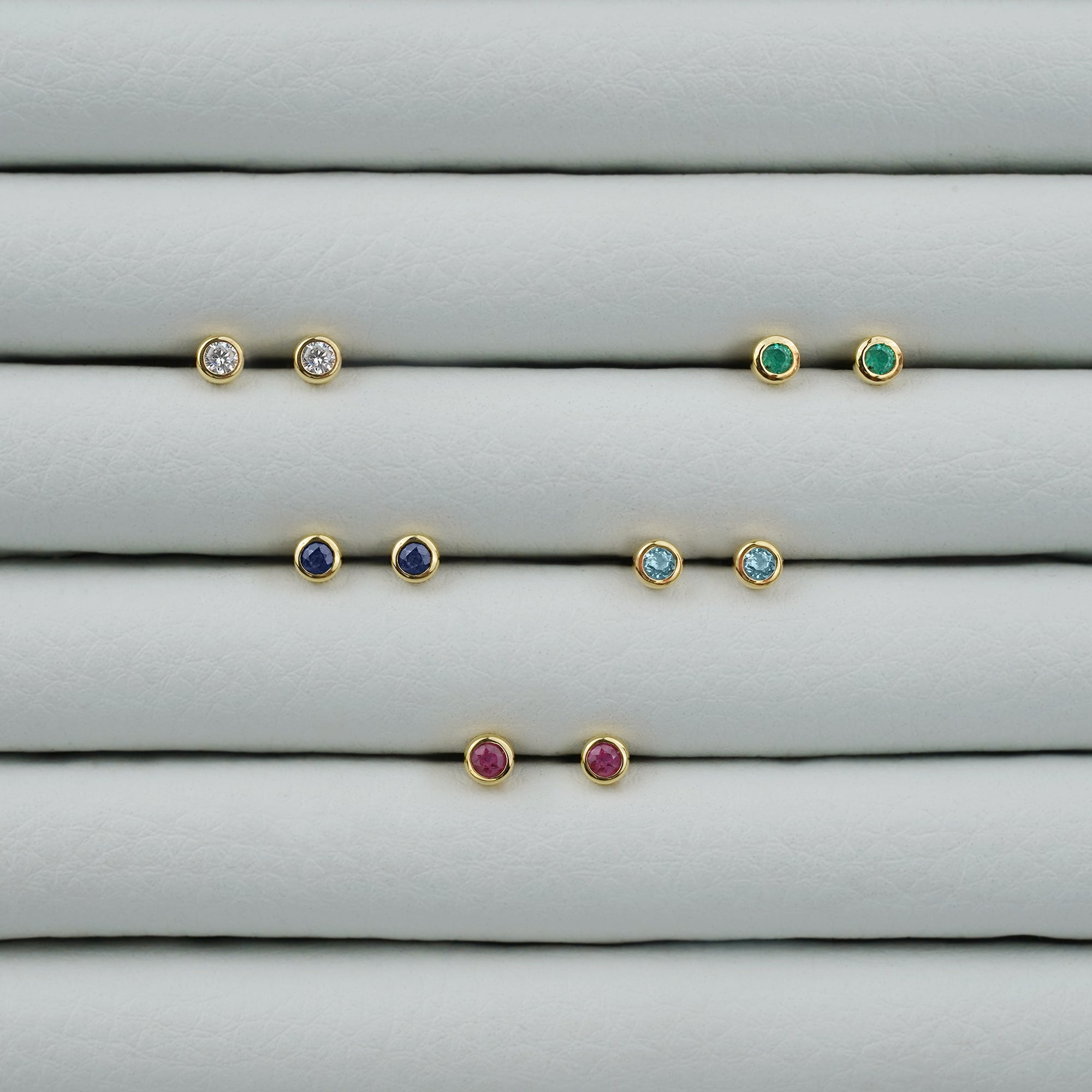 Tiny Single Bezel Earrings - Emerald | BITS OF BALI JEWELRY