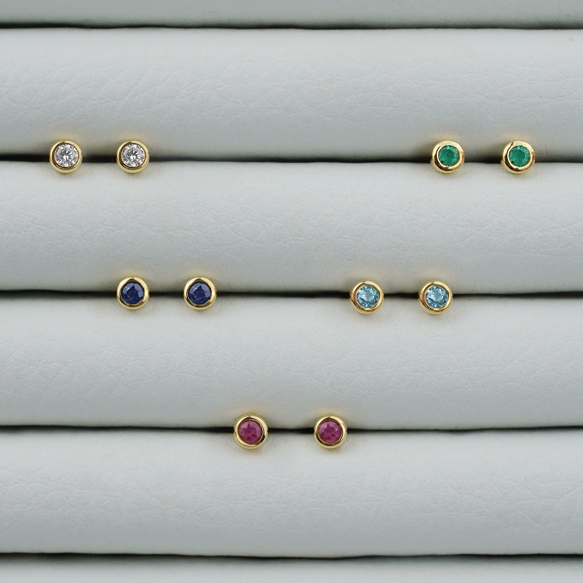 Tiny Single Bezel Earrings - Emerald | BITS OF BALI JEWELRY