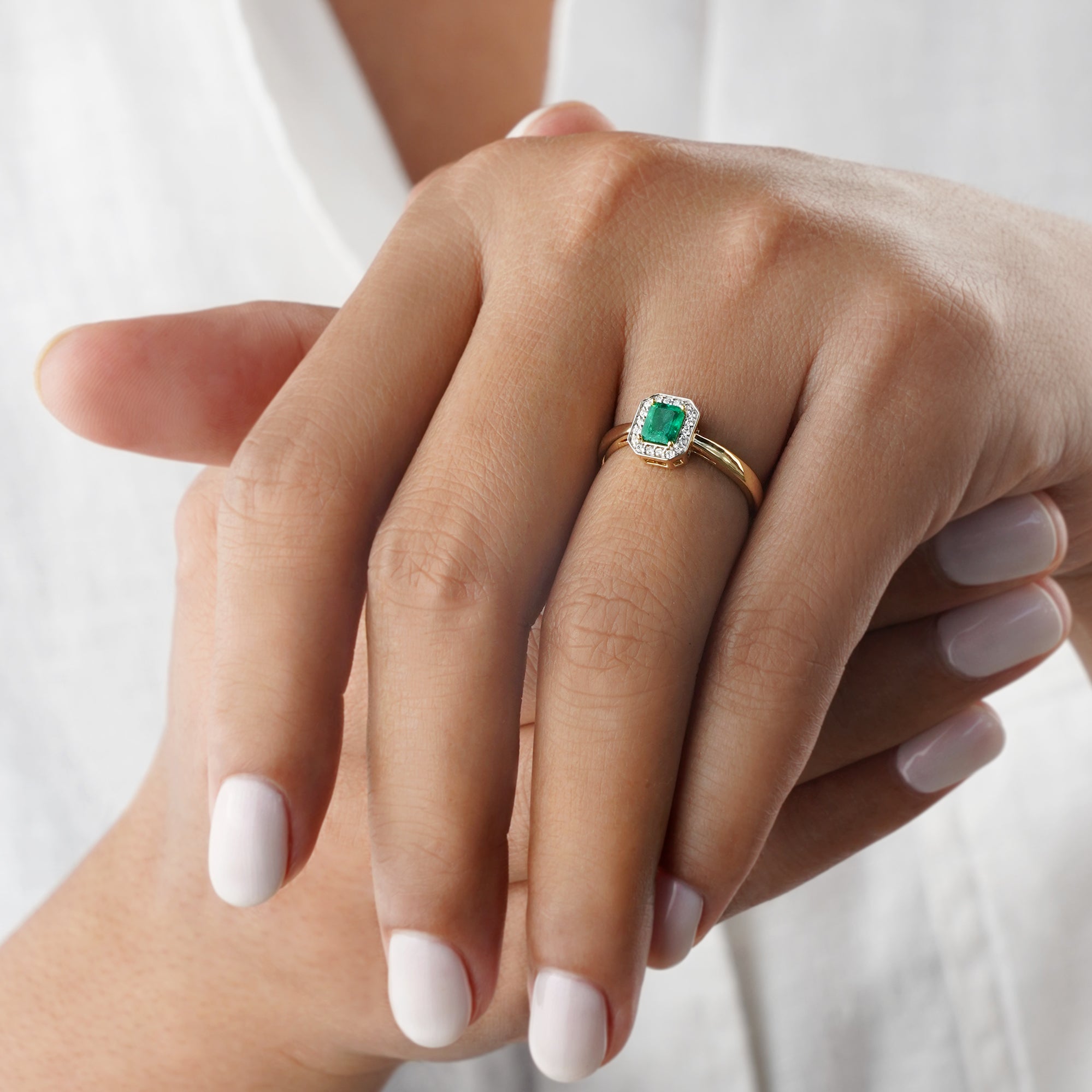 Emerald And Diamond Ring - Solid 18K Yellow Gold | BITS OF BALI JEWELRY