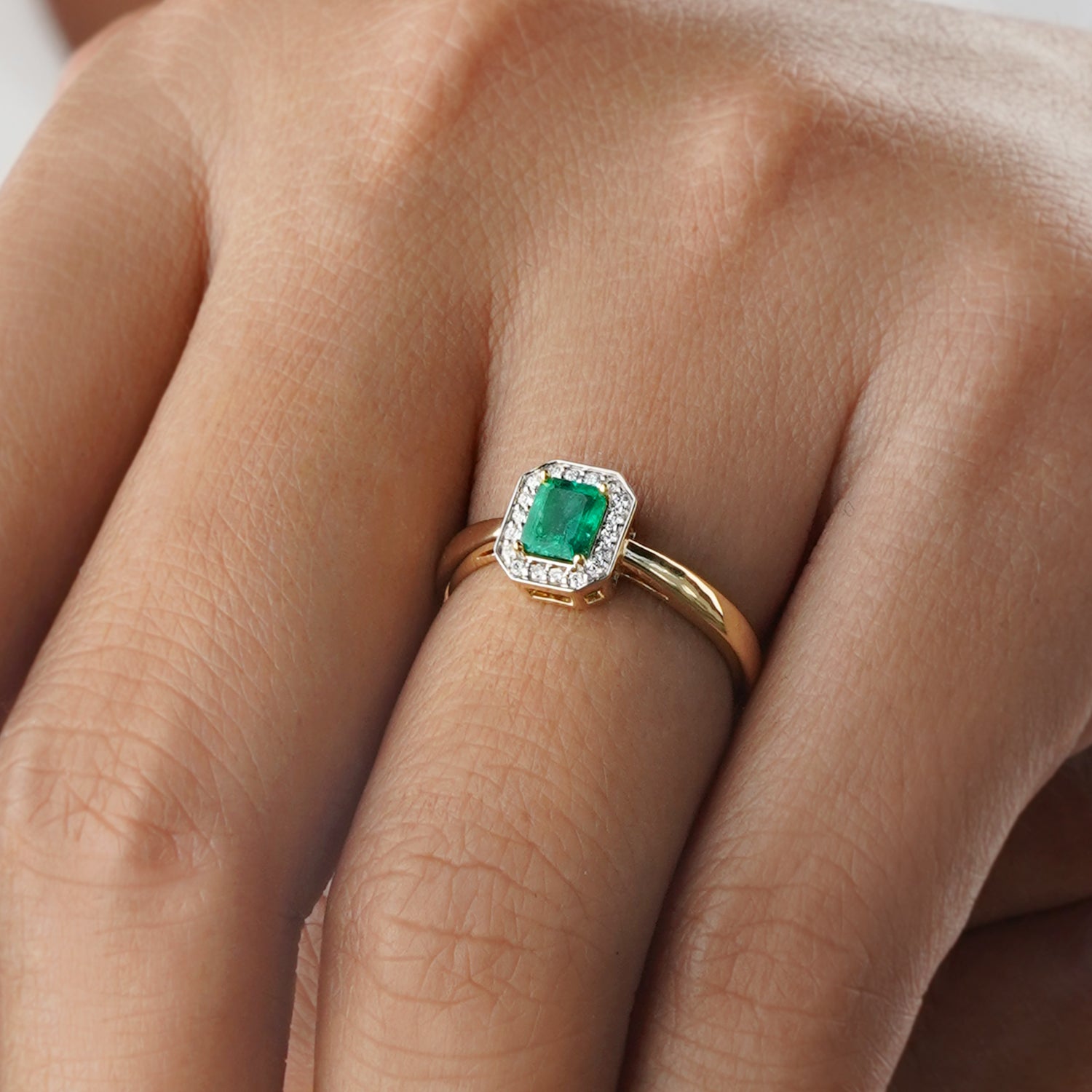 Emerald And Diamond Ring - Solid 18K Yellow Gold | BITS OF BALI JEWELRY