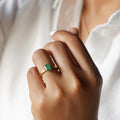 EMERALD RING - SOLID 18K YELLOW GOLD