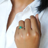 EMERALD RING - SOLID 14K WHITE GOLD
