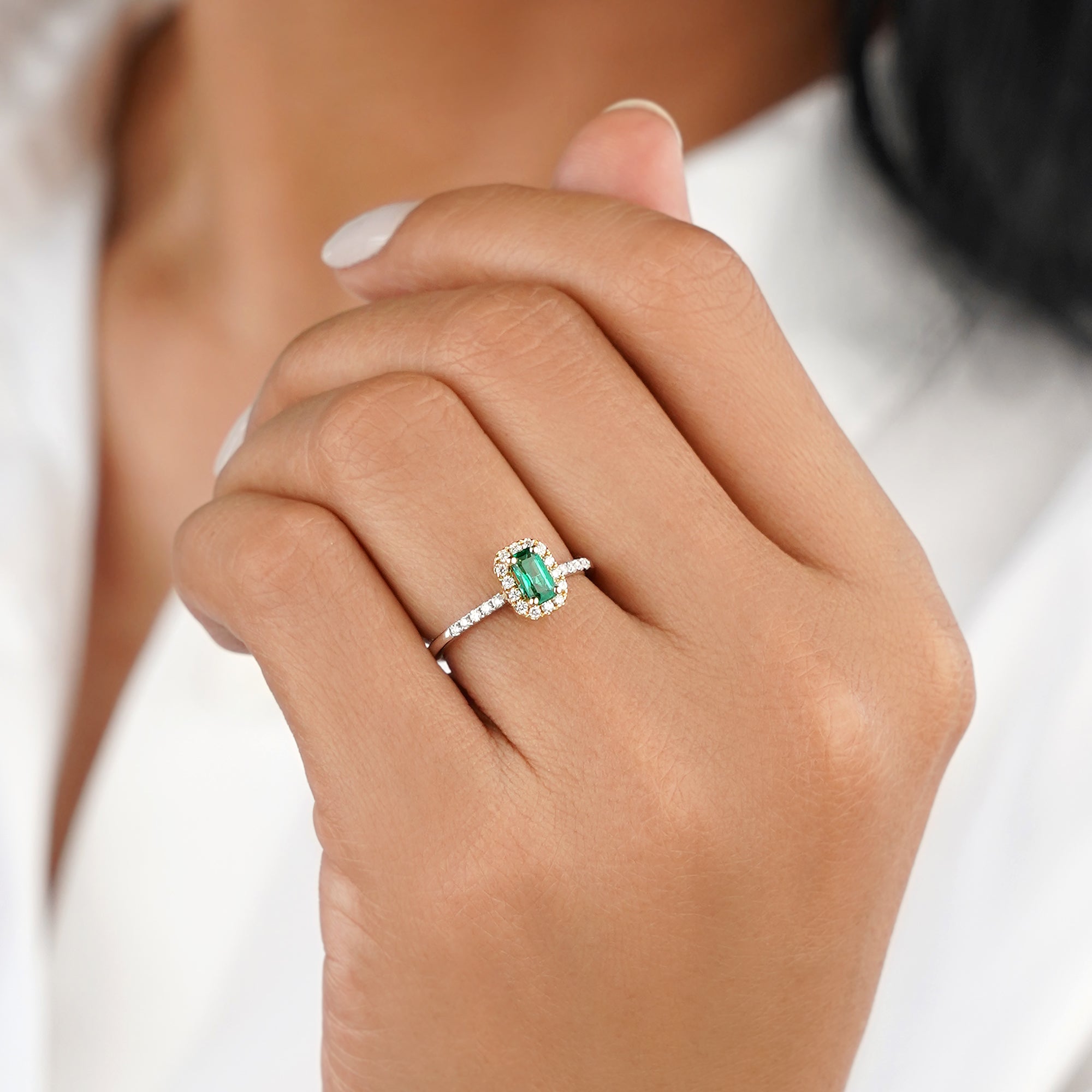 Emerald & Natural Diamonds - 18K White & Yellow Gold
