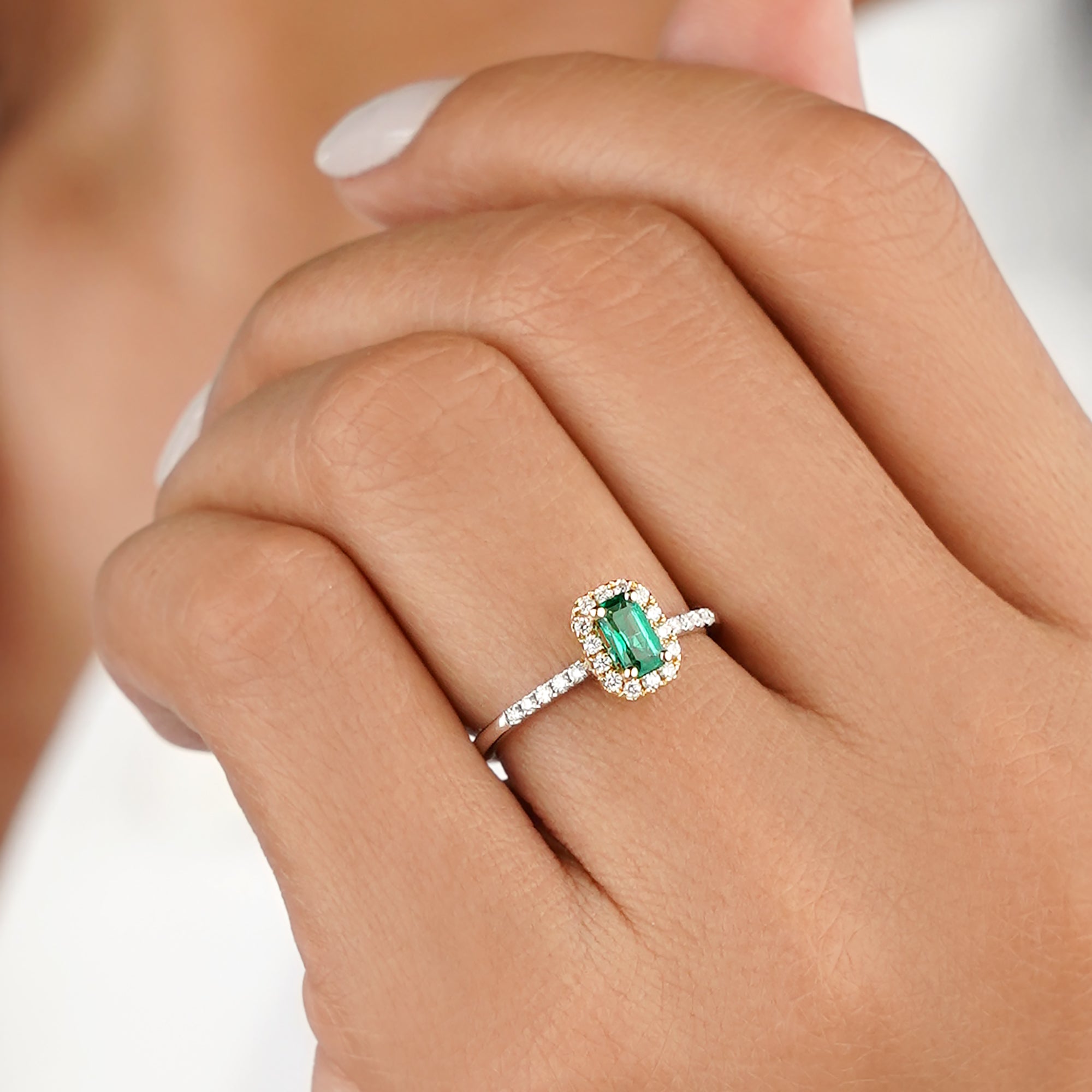 Emerald & Natural Diamonds - 18K White & Yellow Gold