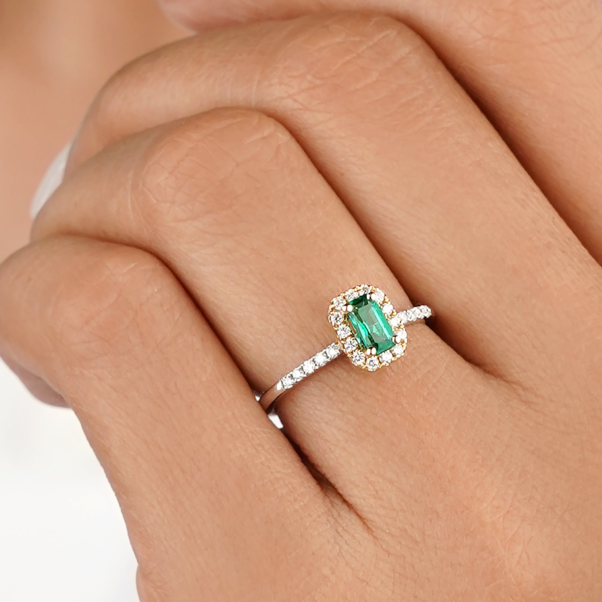 Emerald & Natural Diamonds - 18K White & Yellow Gold
