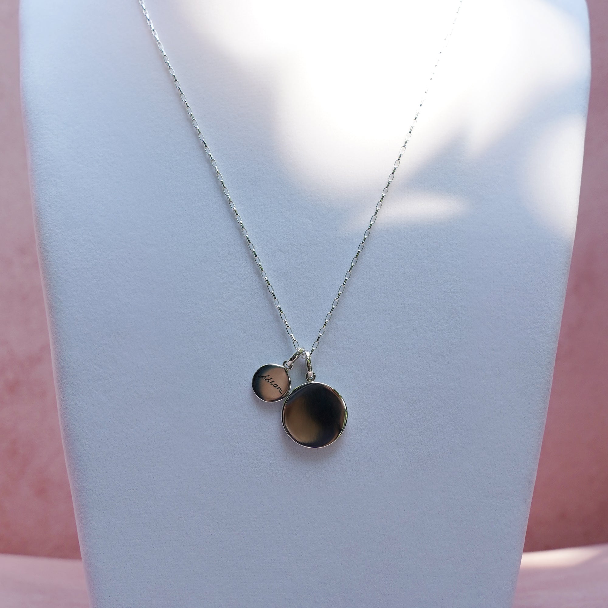Personalized Two Round Pendants Necklace - With Engraves | BITS OF BALI JEWELRY