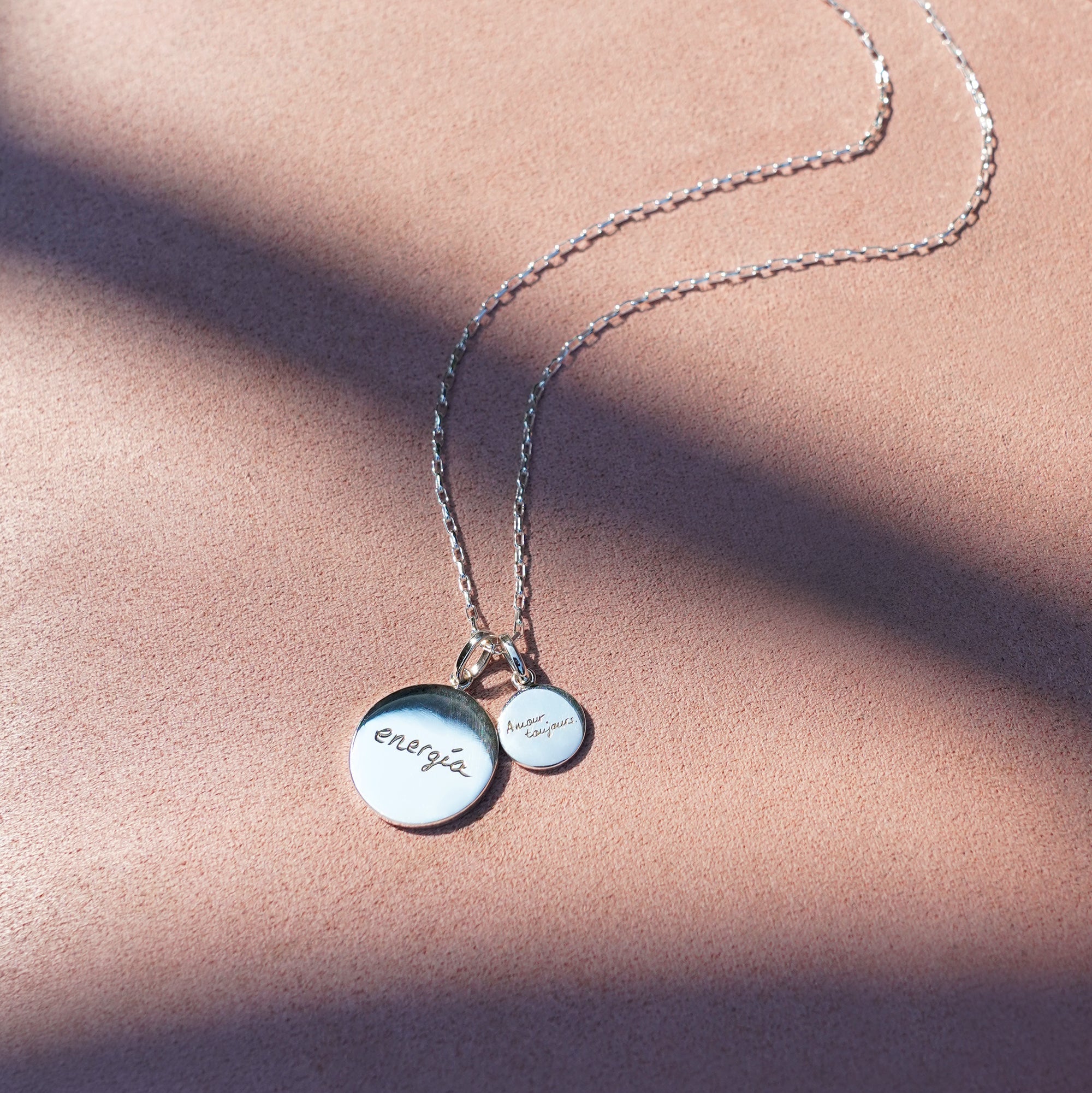 Personalized Two Round Pendants Necklace - With Engraves | BITS OF BALI JEWELRY