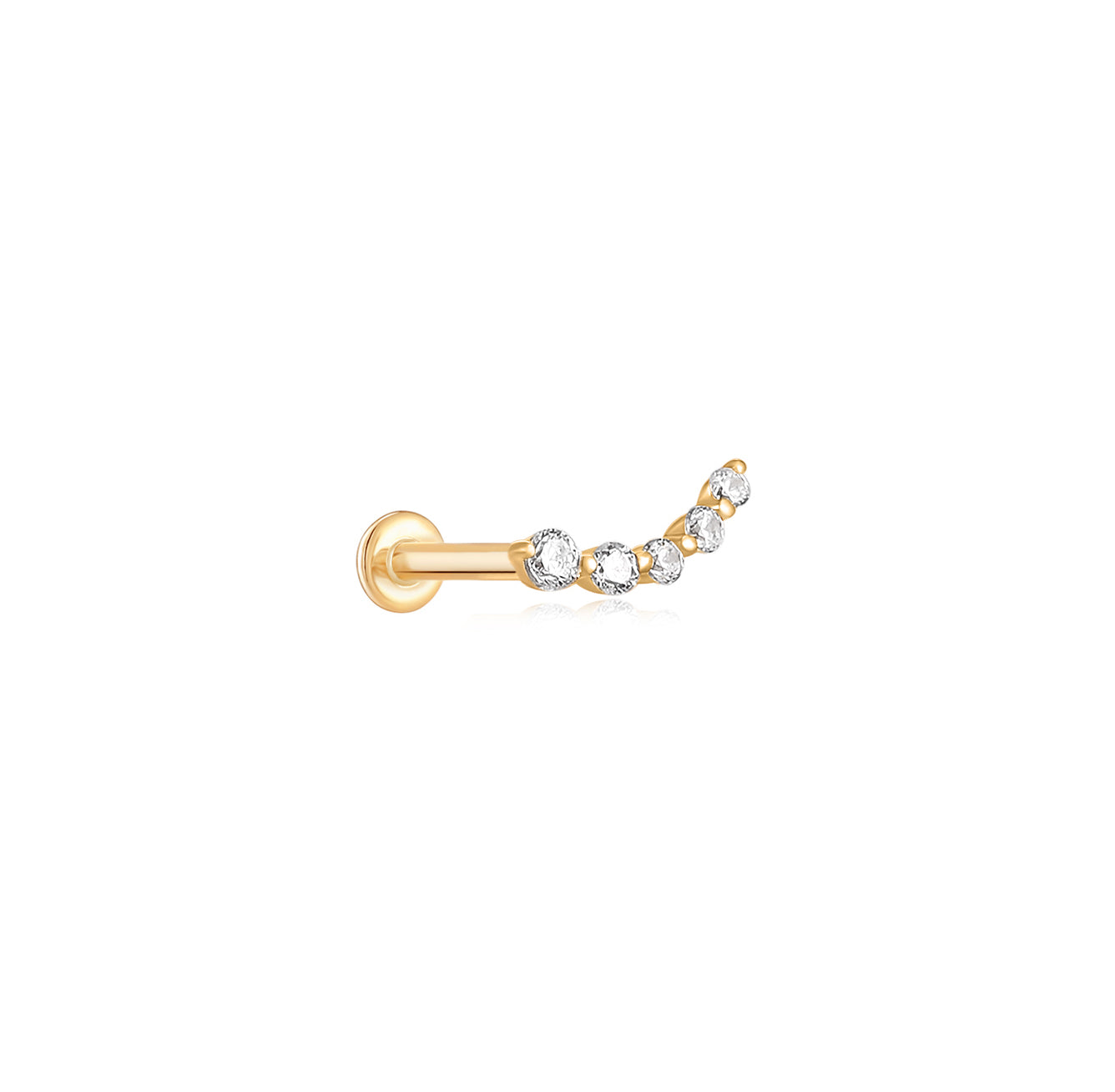 Five Diamond Gradual Ear Climber - Solid 14K Yellow Gold | BITS OF BALI JEWELRY