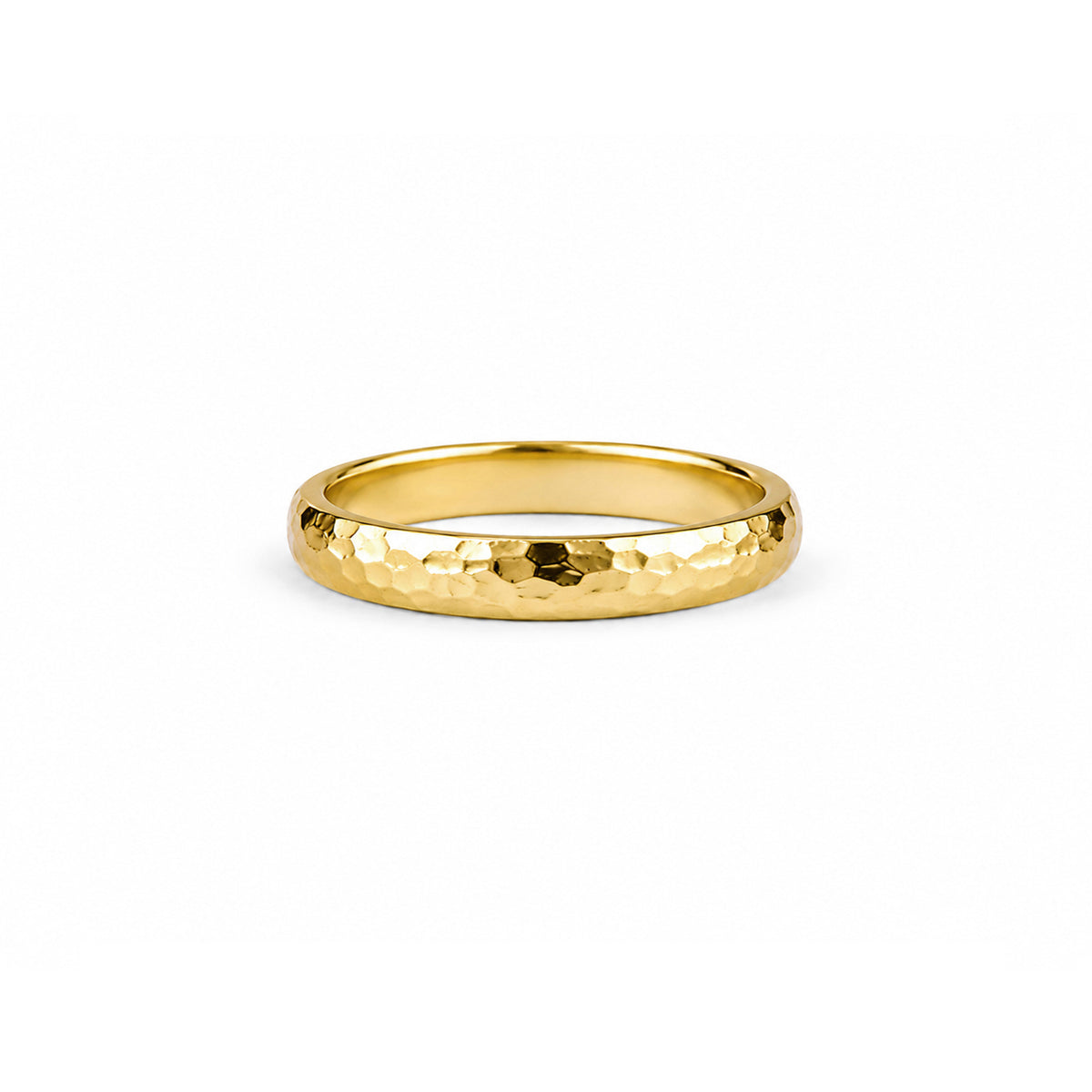 Hammered Comfort Fit Women's Band  - Gold Vermeil