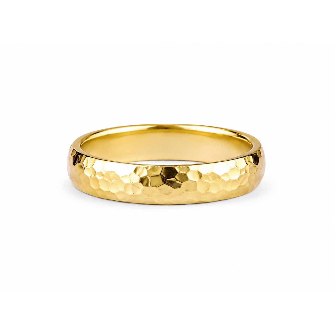 Hammered Comfort Fit Men's Band  - Gold Vermeil