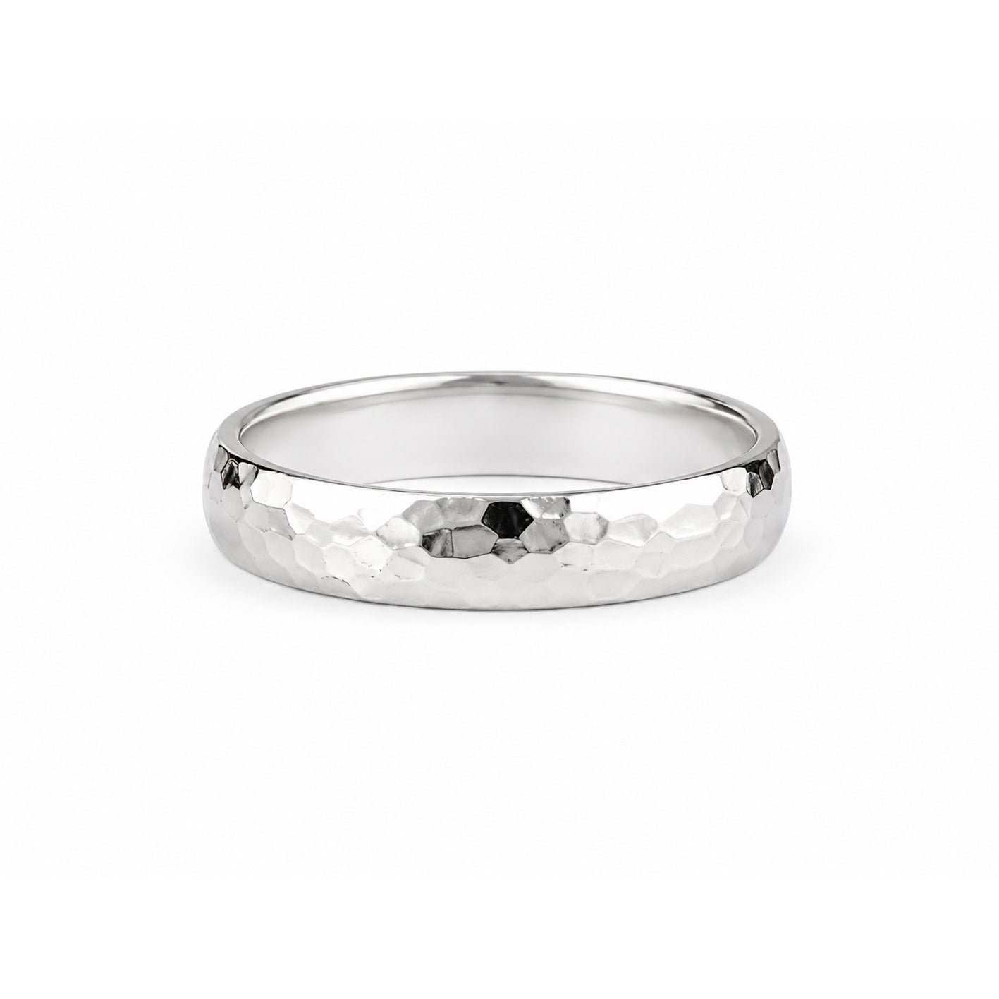 Hammered Comfort Fit Men's Band  - Sterling Silver