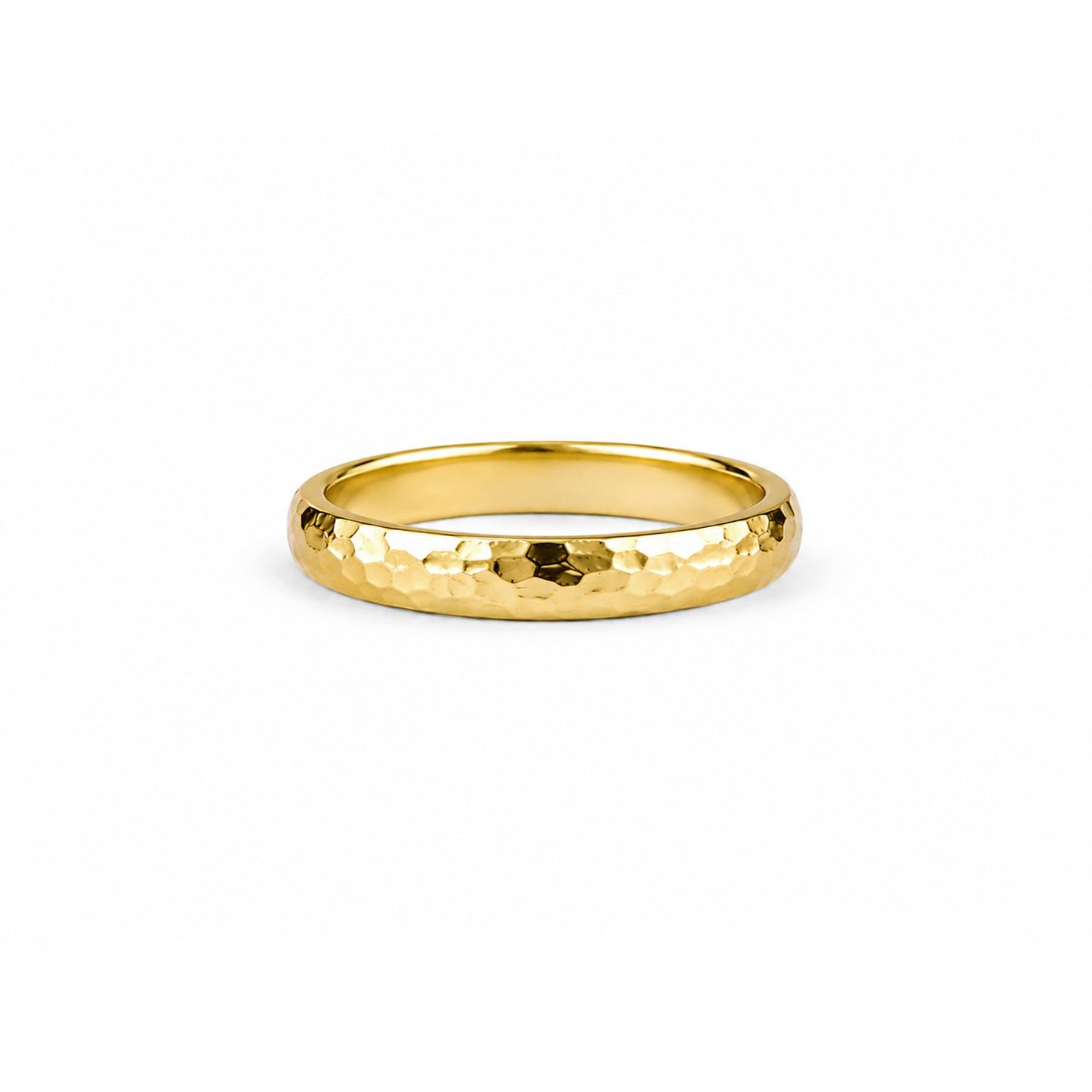 Hammered Comfort Fit Women's Band  - Gold Vermeil