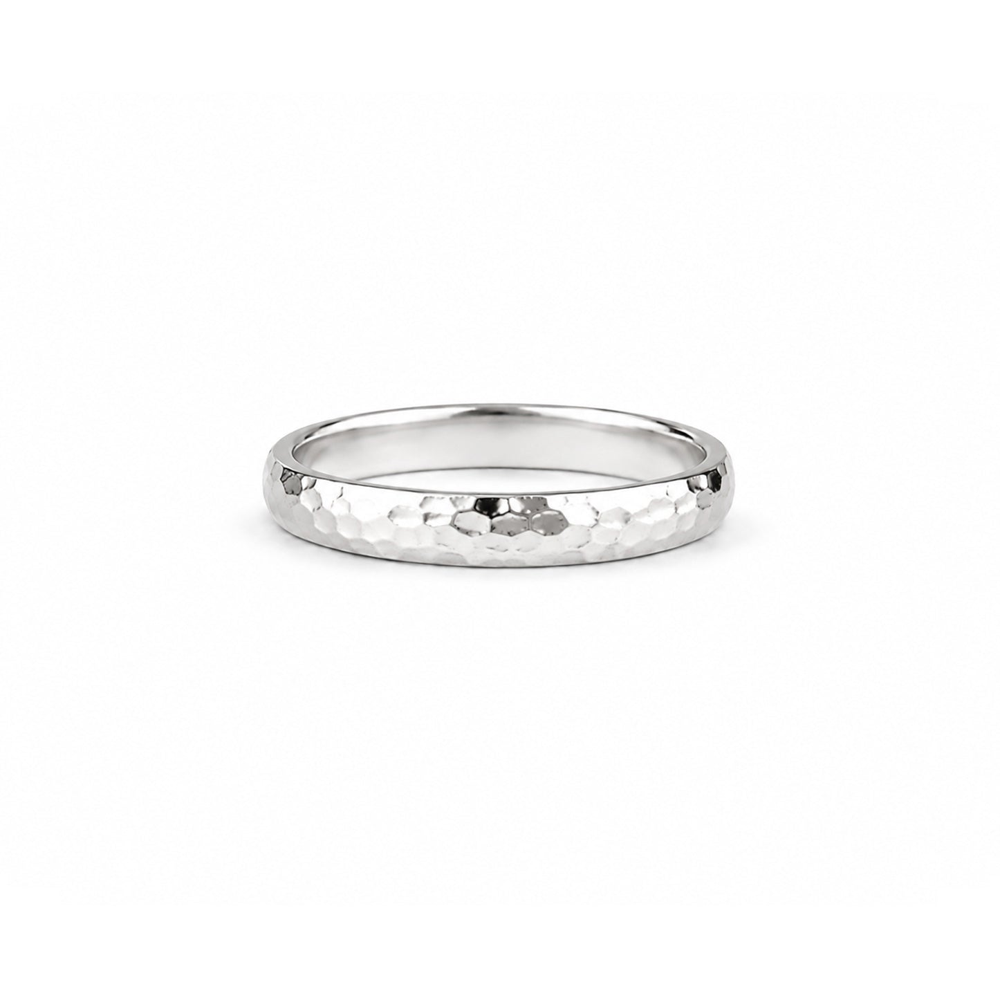 Hammered Comfort Fit Women's Band  - Sterling Silver