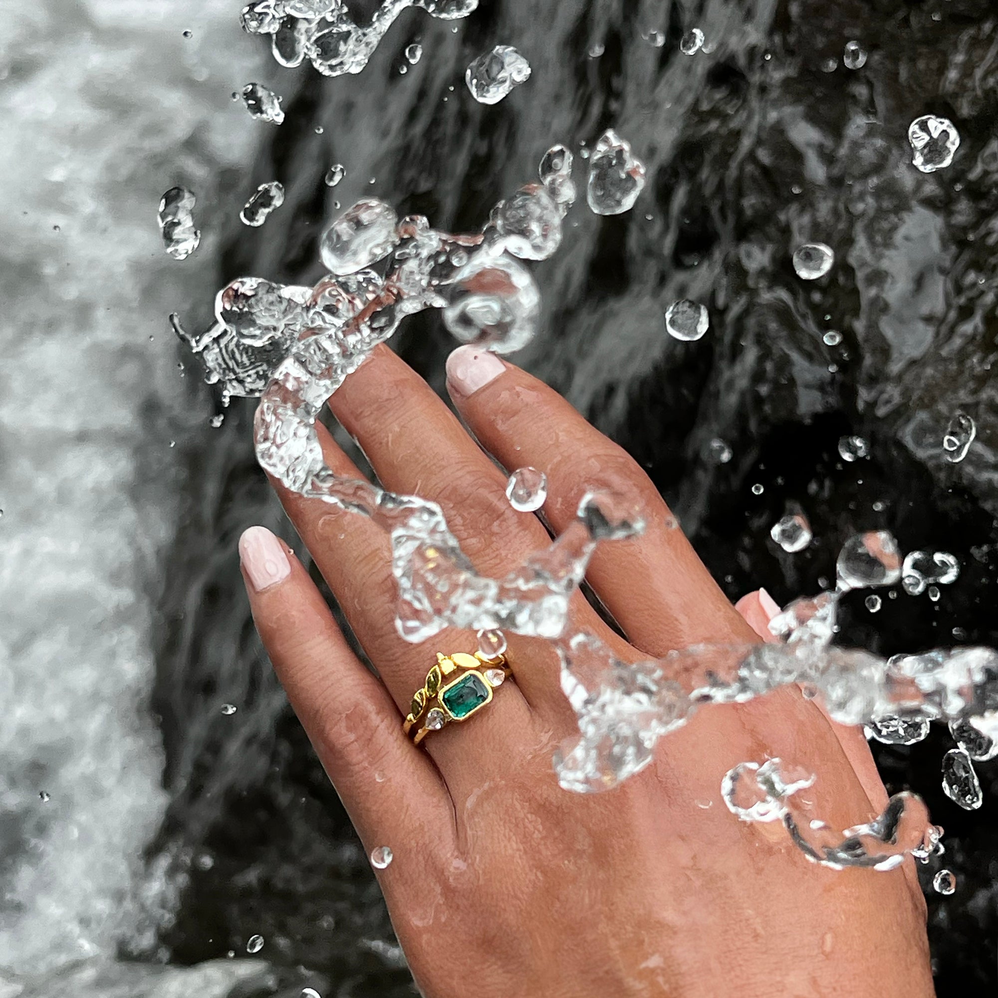 Ibu Baguette Green Quartz Ring | BITS OF BALI JEWELRY