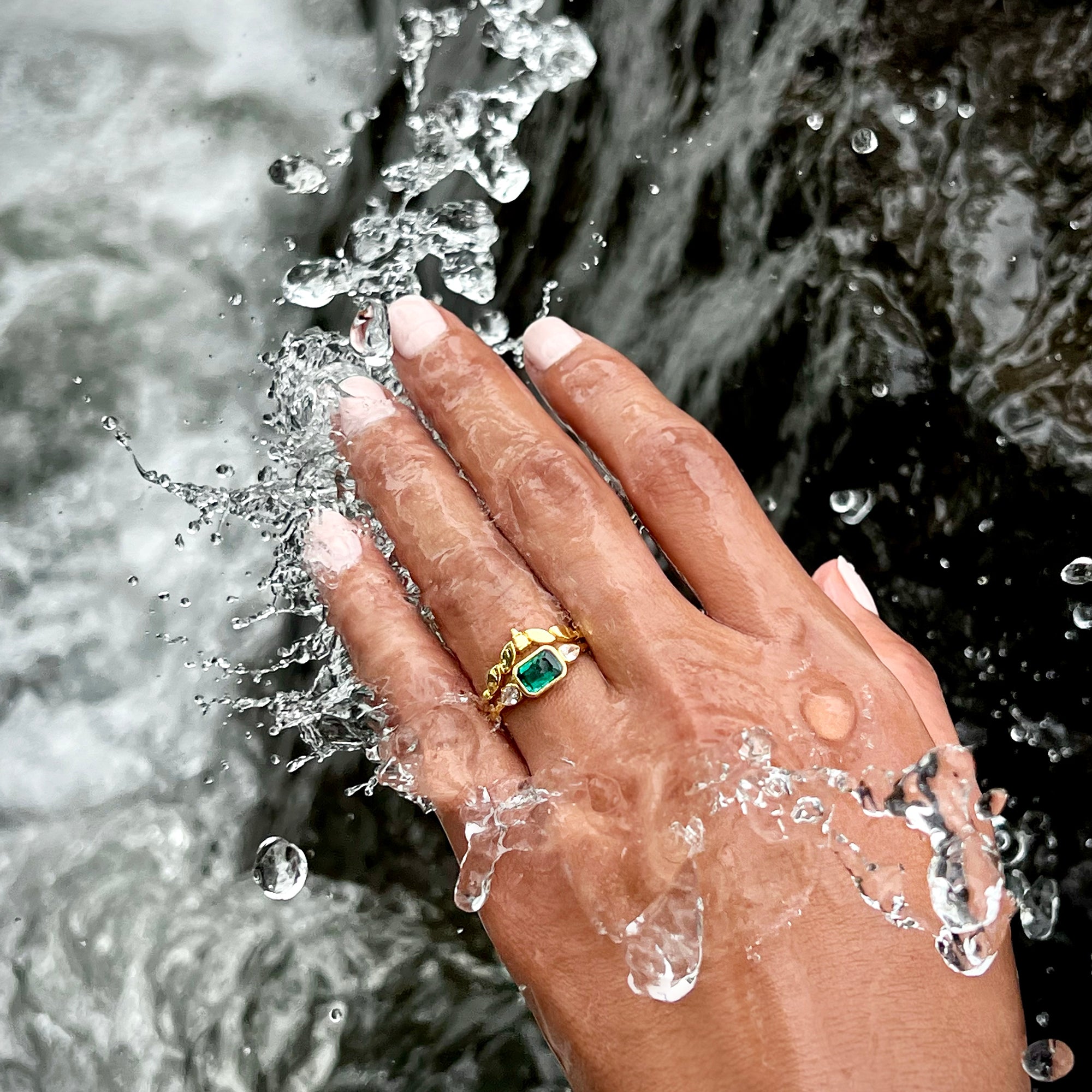 Ibu Baguette Green Quartz Ring | BITS OF BALI JEWELRY