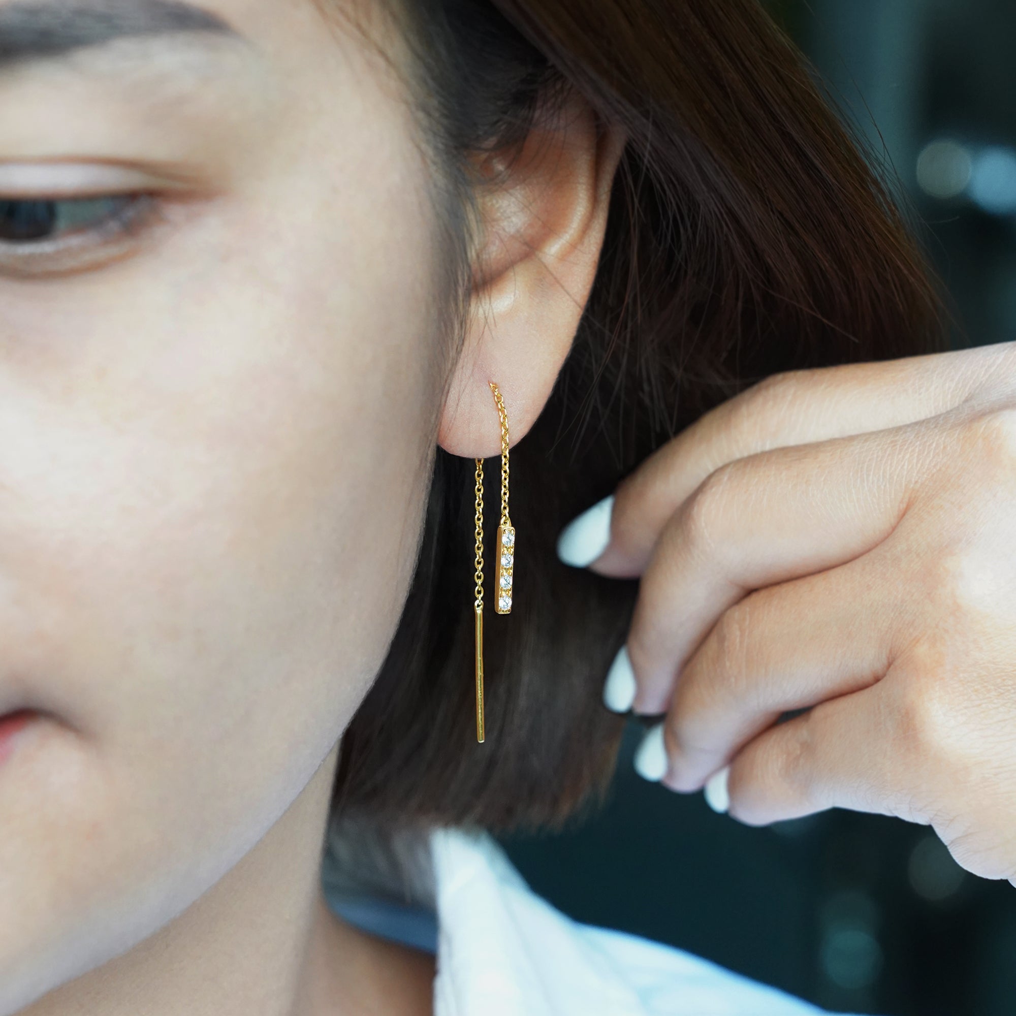 Ibu Cz Bar Dangling Earrings | BITS OF BALI JEWELRY