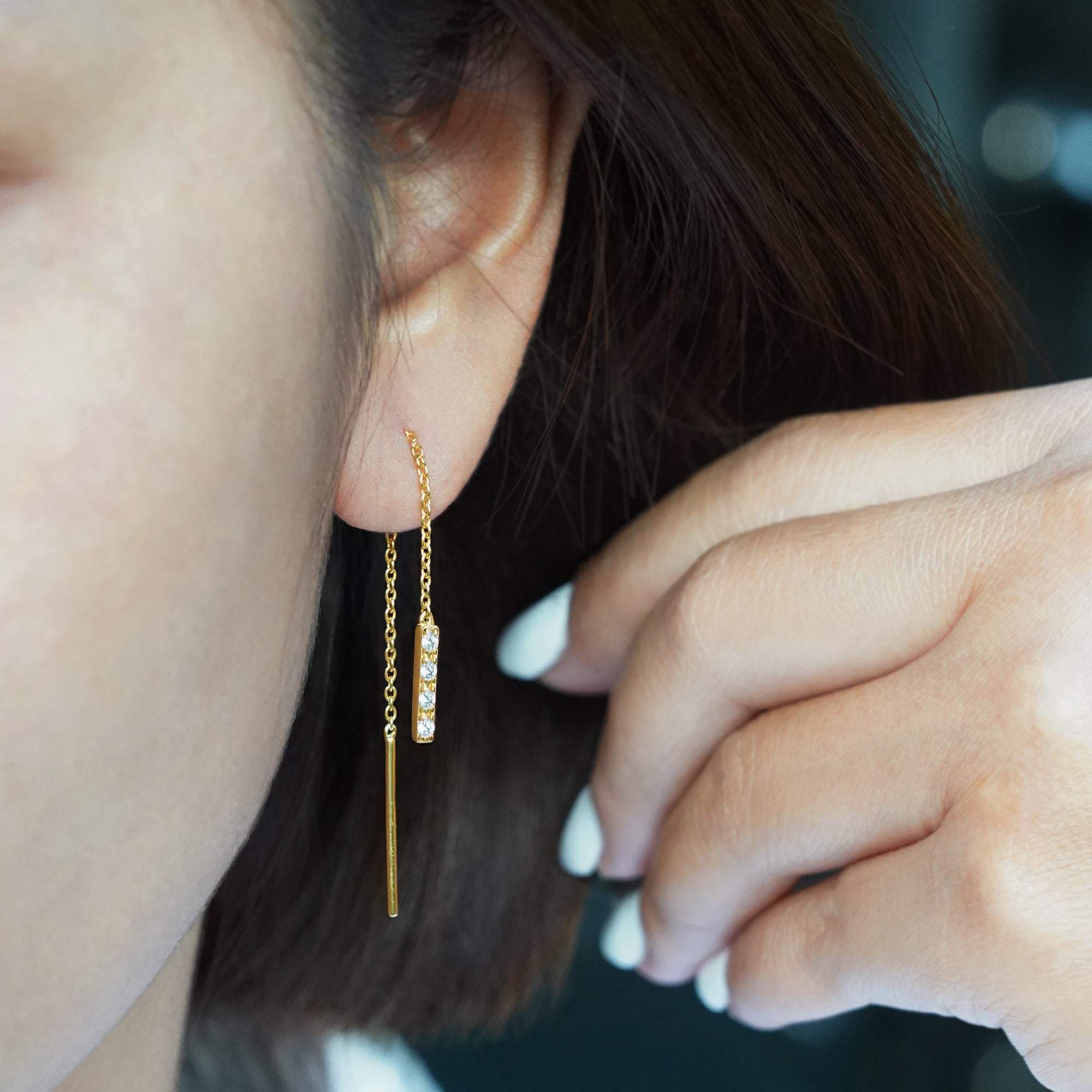 Ibu Cz Bar Dangling Earrings | BITS OF BALI JEWELRY