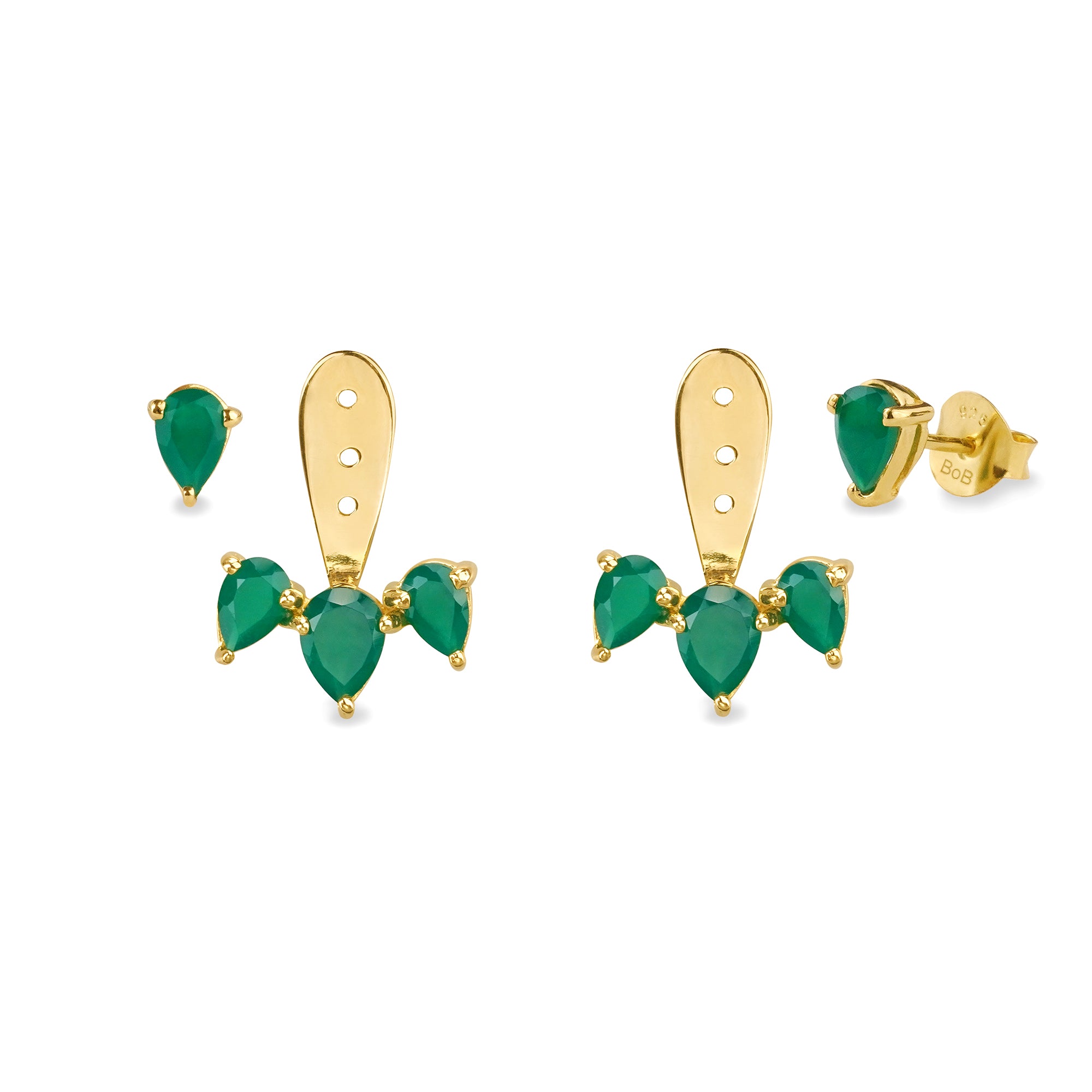 Ibu Baskara Ear Jackets - Green Onyx | BITS OF BALI JEWELRY