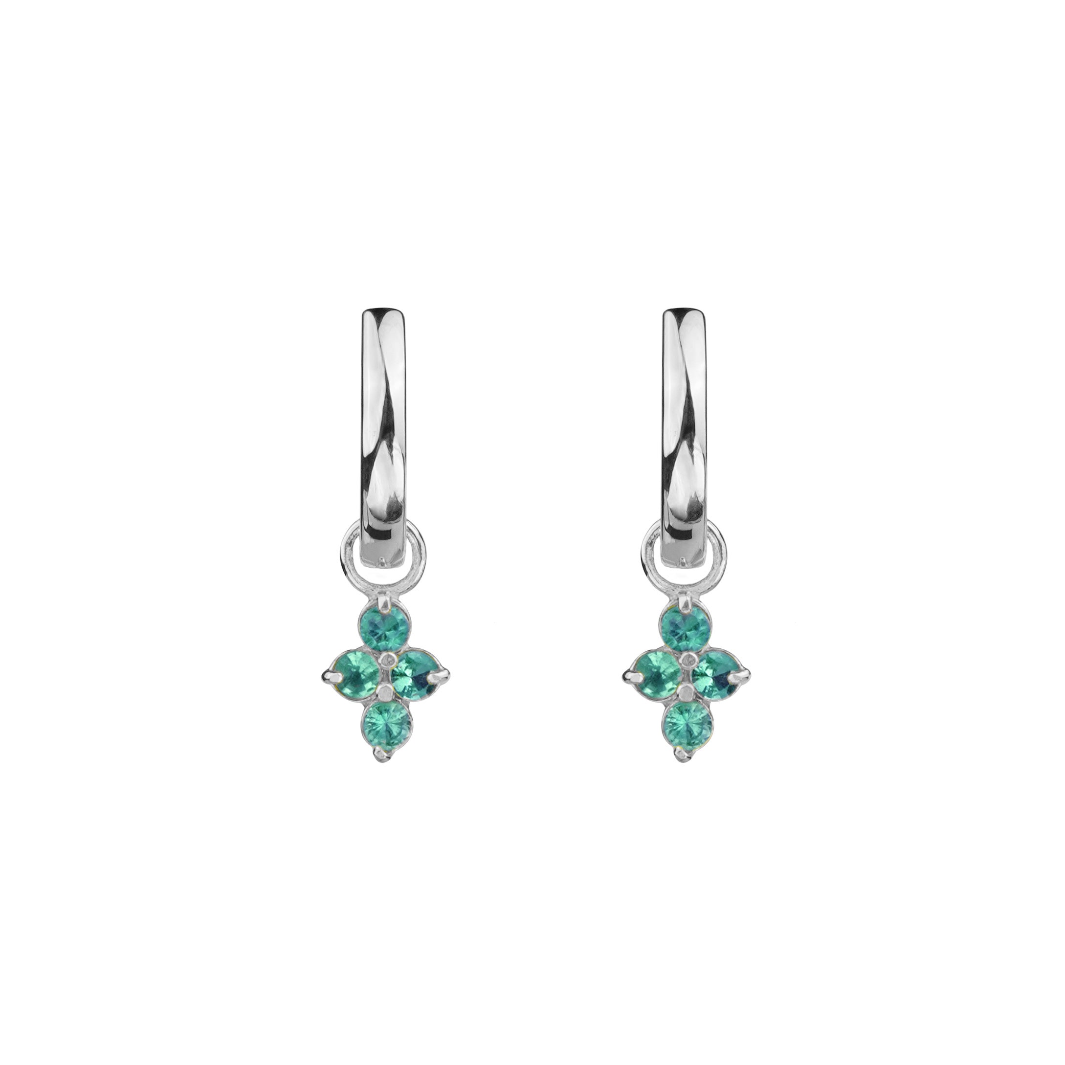 Ibu Huggies Earrings With Green Quartz Charms | BITS OF BALI JEWELRY
