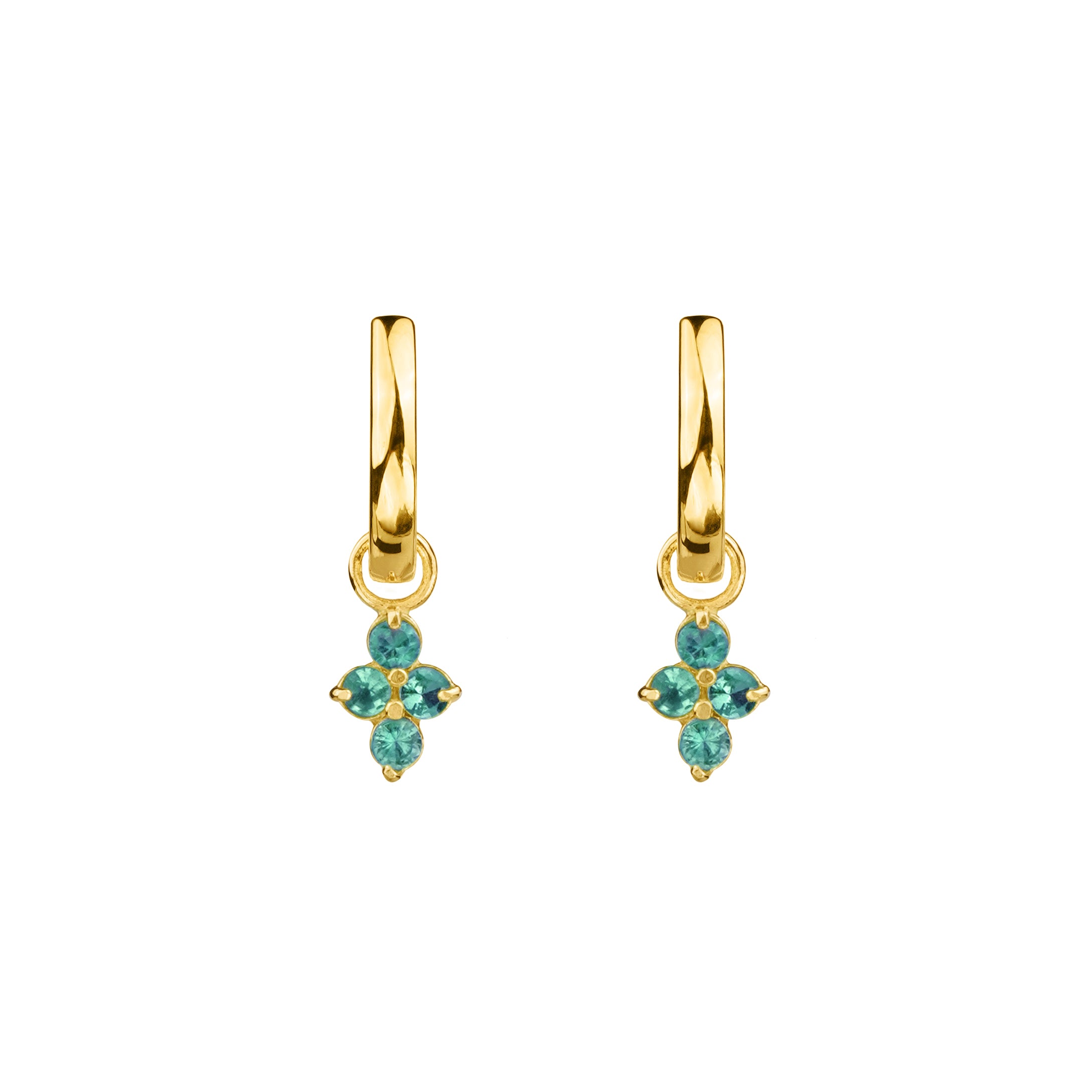 Ibu Huggies Earrings With Green Quartz Charms | BITS OF BALI JEWELRY
