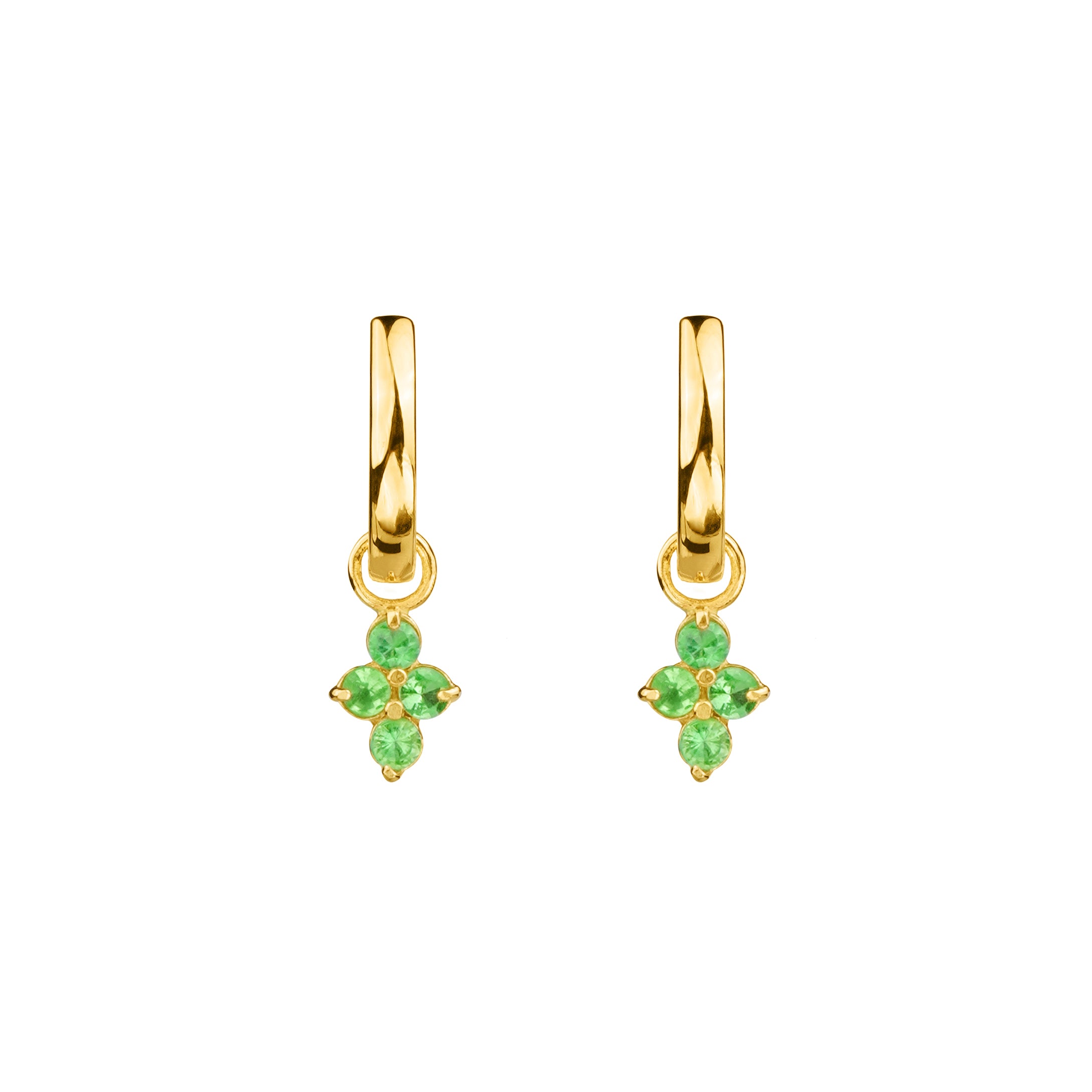 Ibu Huggies Earrings With Tsavorite Charms | BITS OF BALI JEWELRY