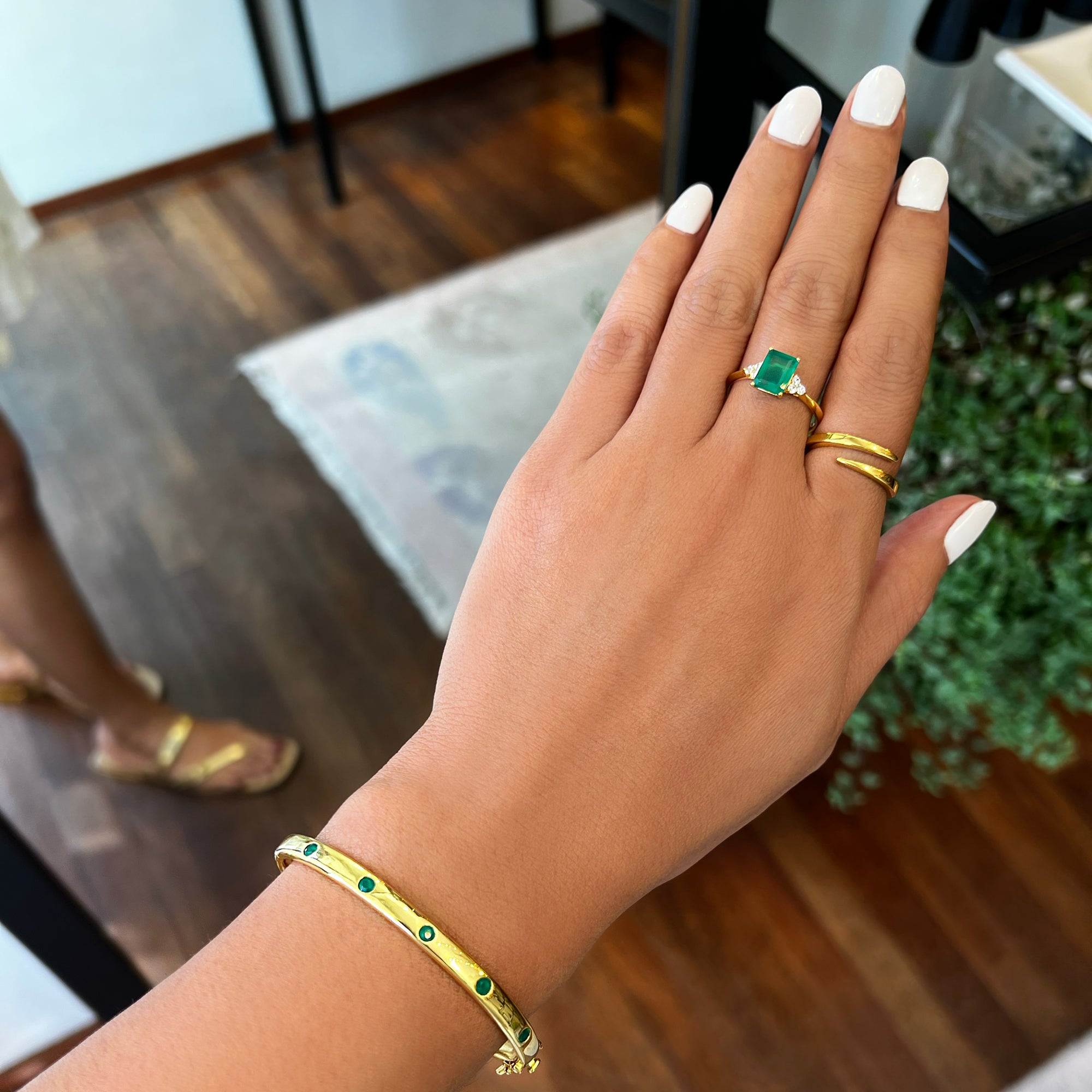 Ibu Green Onyx Ring - Baguette Shaped | BITS OF BALI JEWELRY