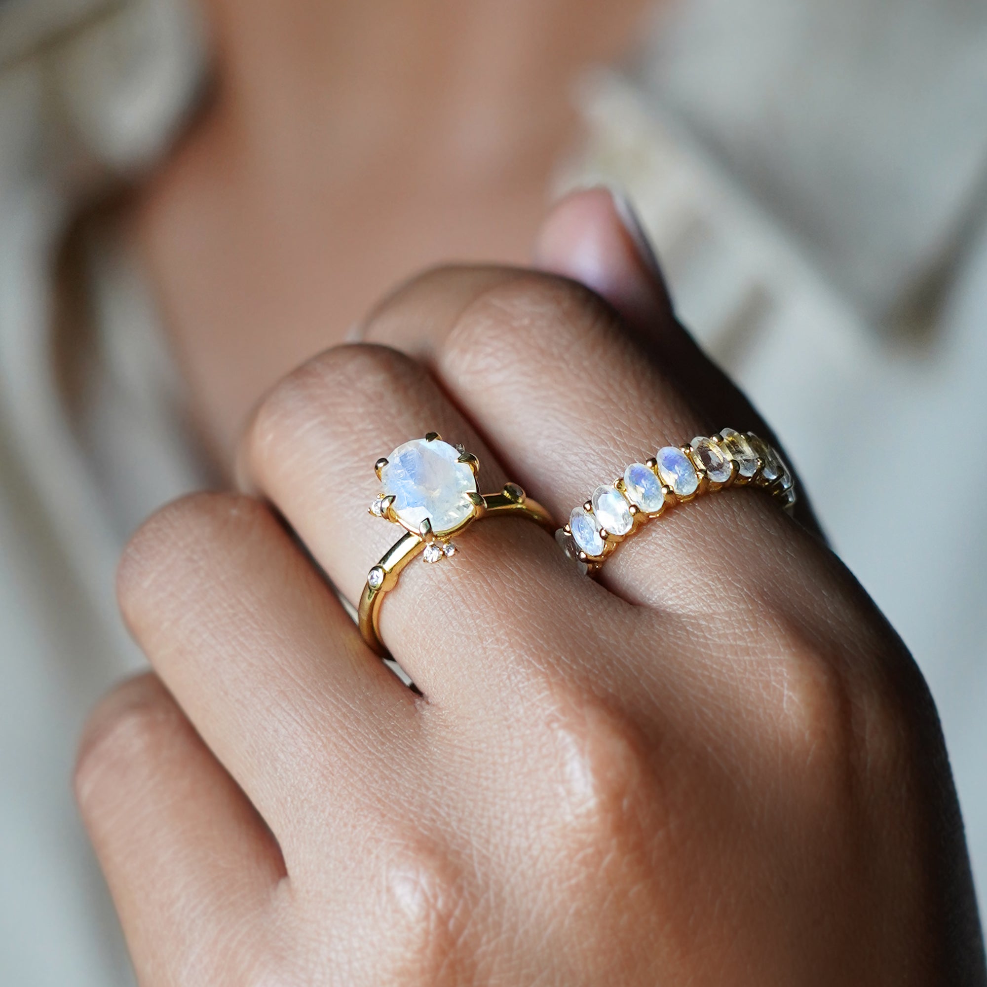 Ibu Flower Rainbow Moonstone Ring | BITS OF BALI JEWELRY