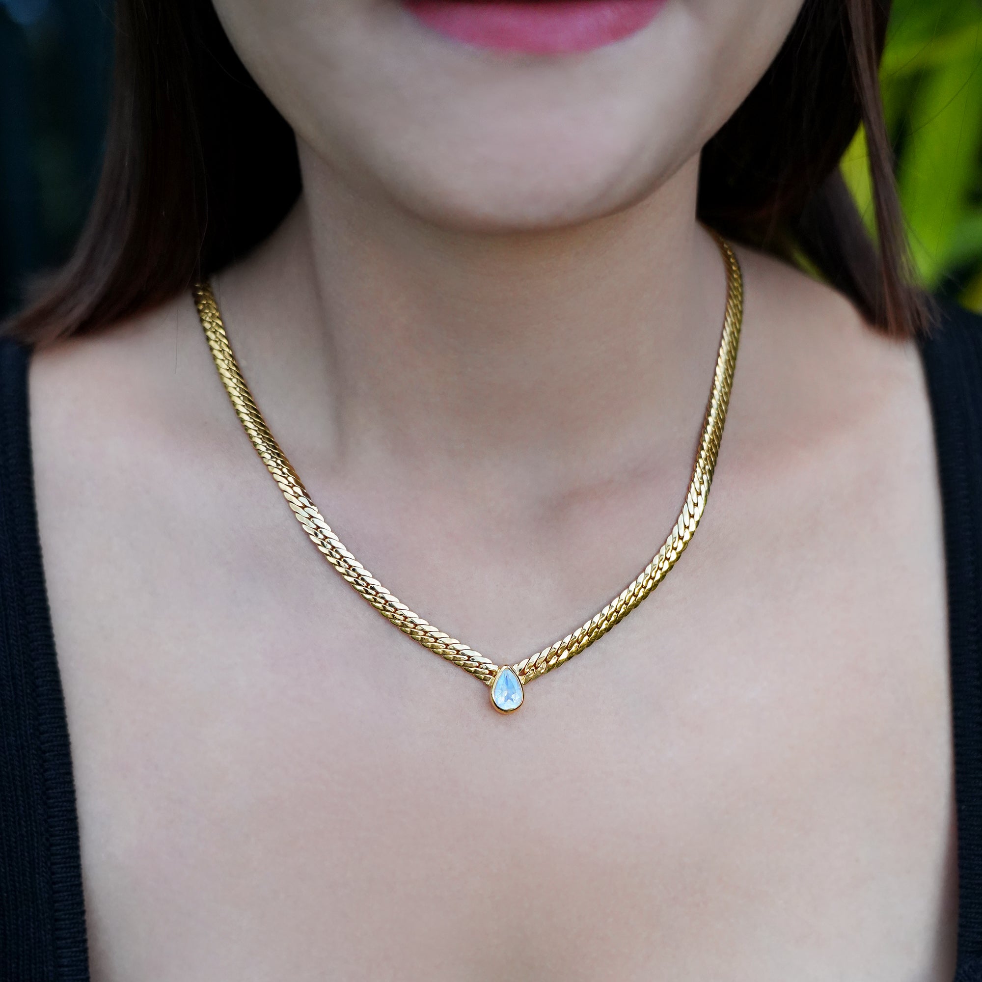 Ibu Luxe Necklace - Rainbow Moonstone | BITS OF BALI JEWELRY