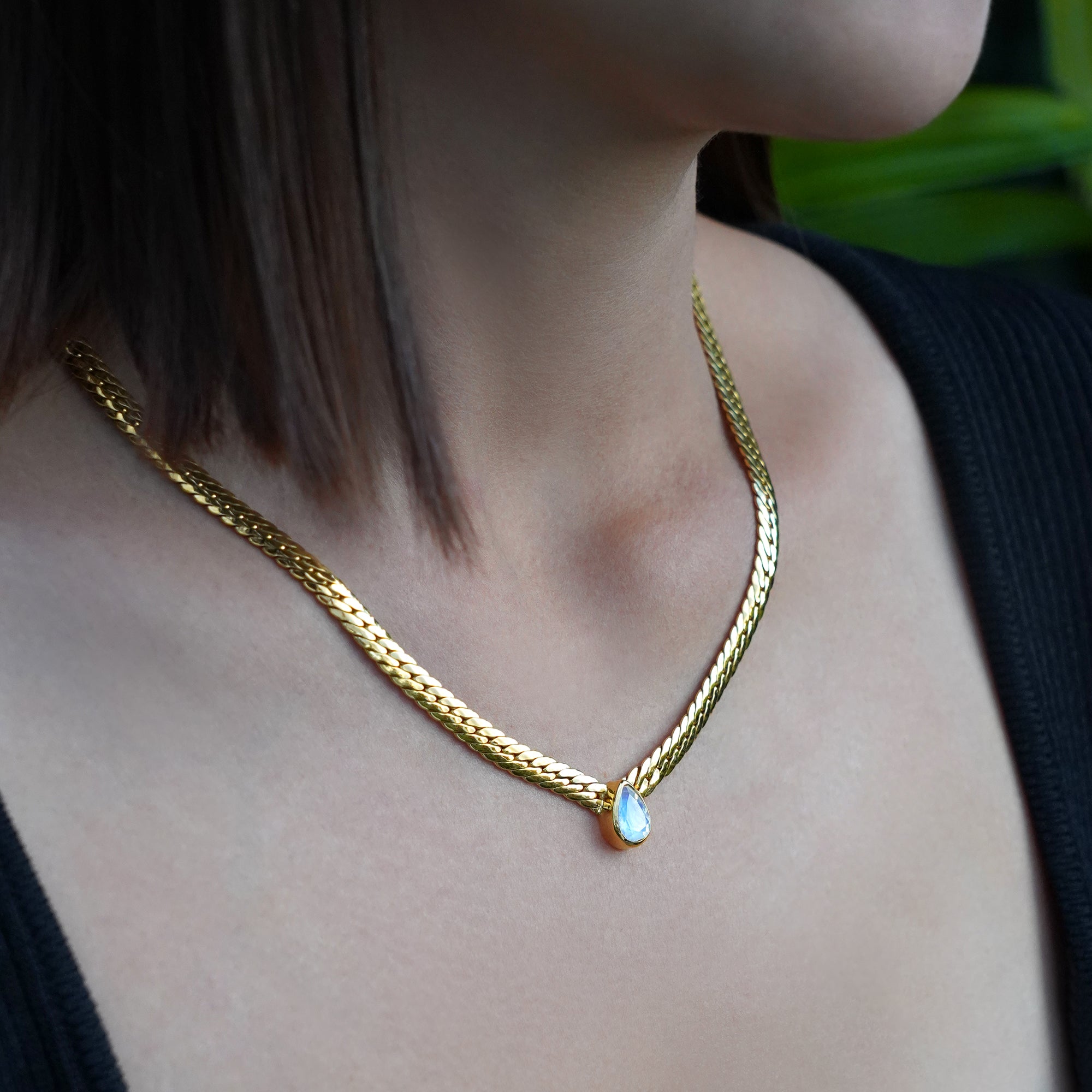 Ibu Luxe Necklace - Rainbow Moonstone | BITS OF BALI JEWELRY