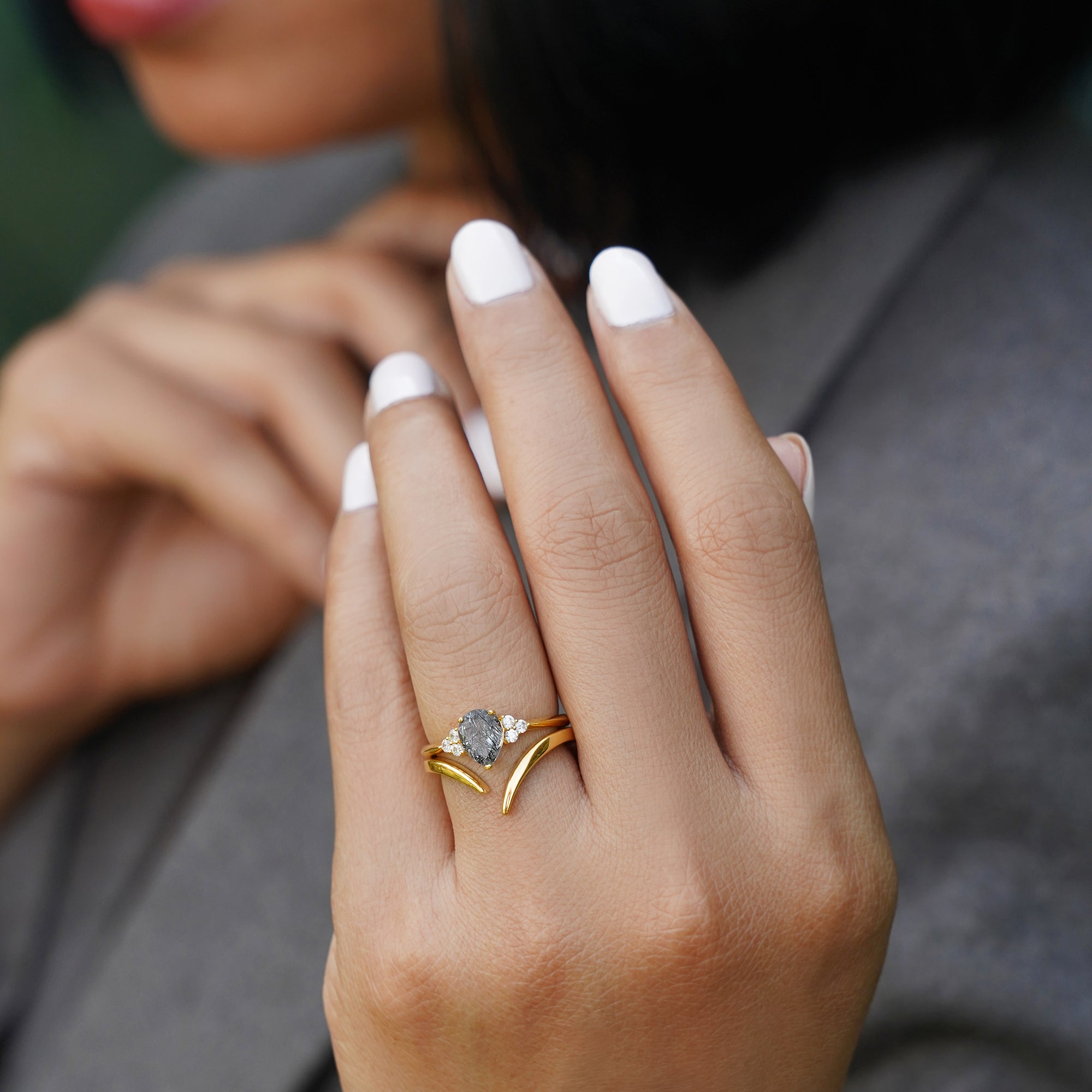 Ibu Rutilated Quartz Ring - Pear Shape | BITS OF BALI JEWELRY