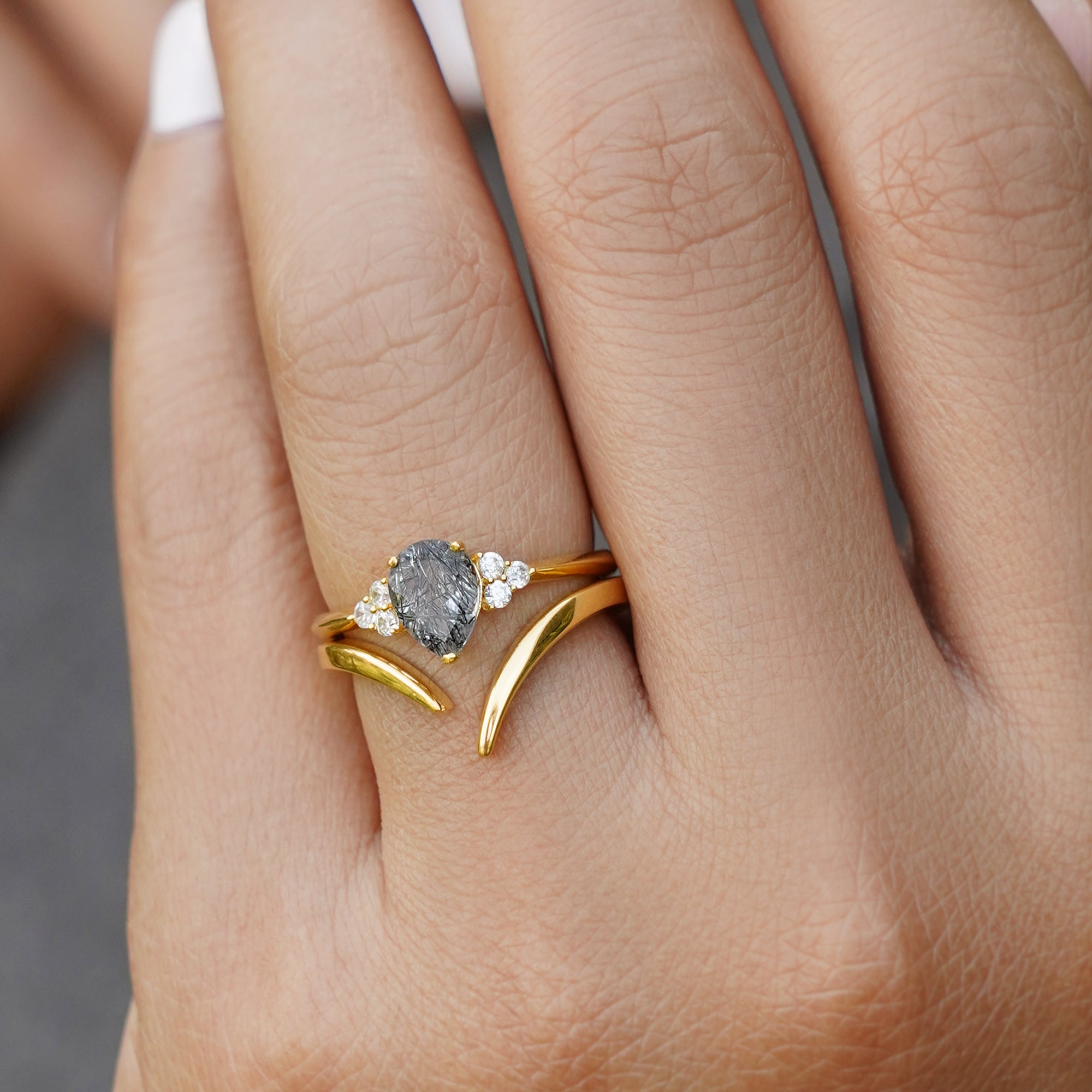 Ibu Rutilated Quartz Ring - Pear Shape | BITS OF BALI JEWELRY