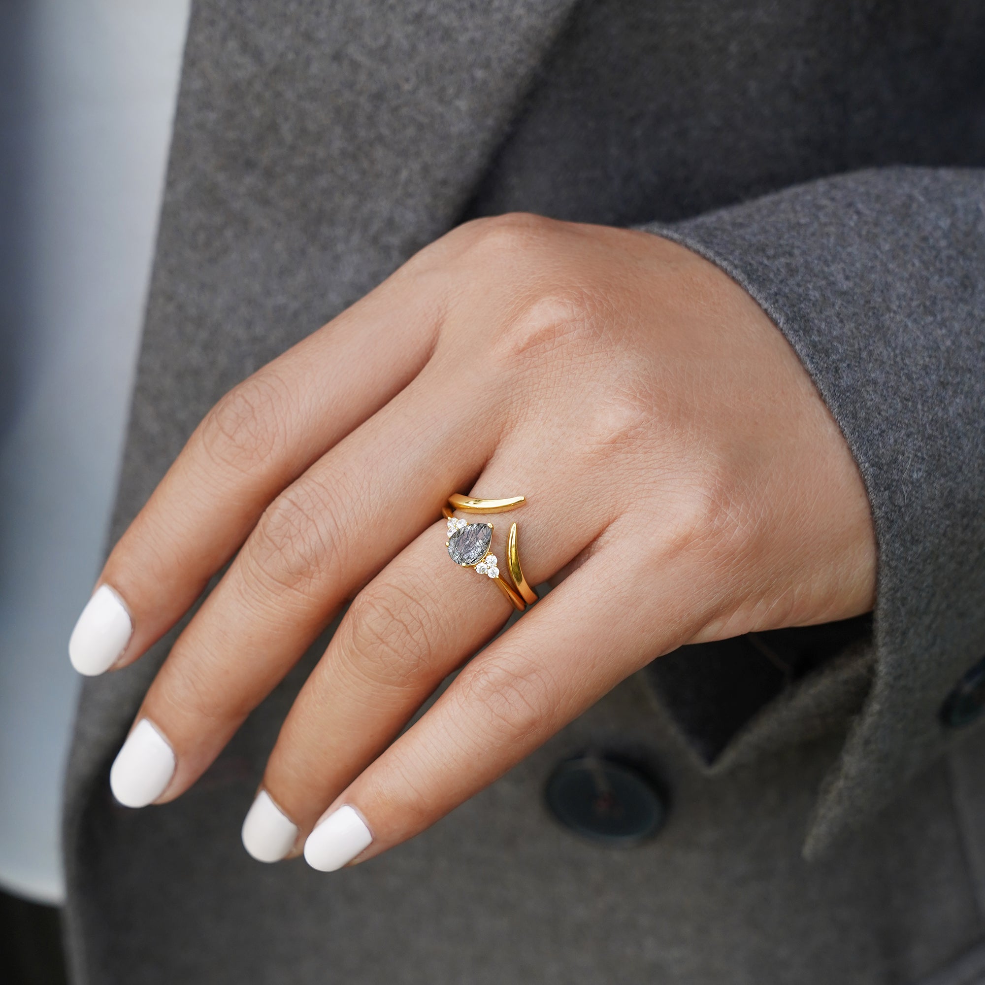 Ibu Rutilated Quartz Ring - Pear Shape | BITS OF BALI JEWELRY