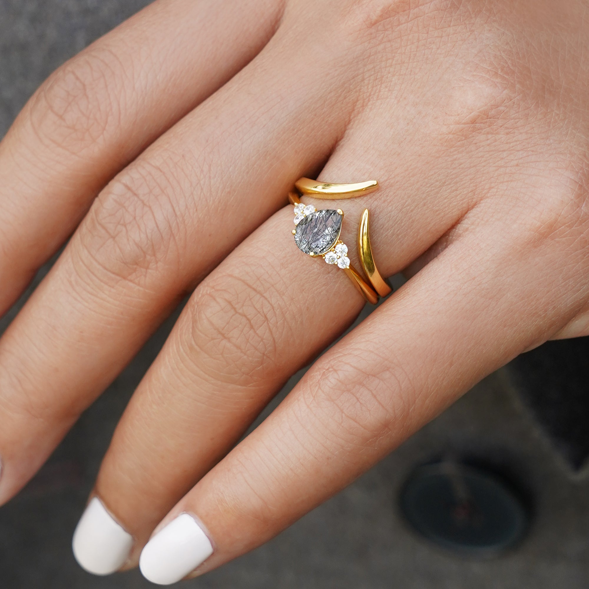 Ibu Rutilated Quartz Ring - Pear Shape | BITS OF BALI JEWELRY
