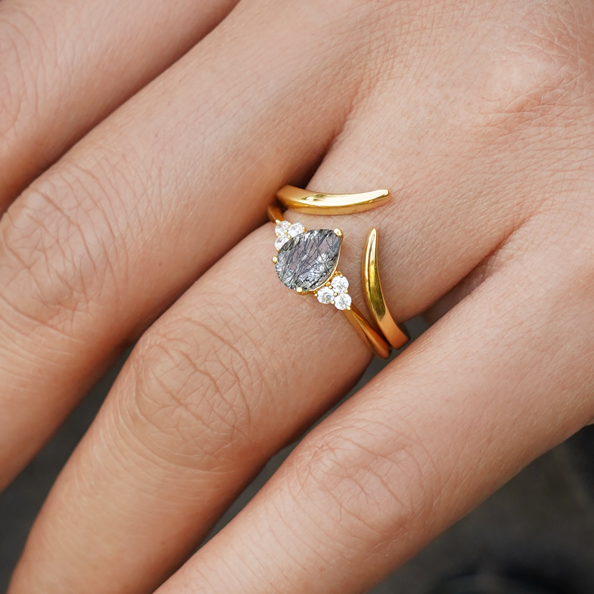 Ibu Rutilated Quartz Ring - Pear Shape | BITS OF BALI JEWELRY