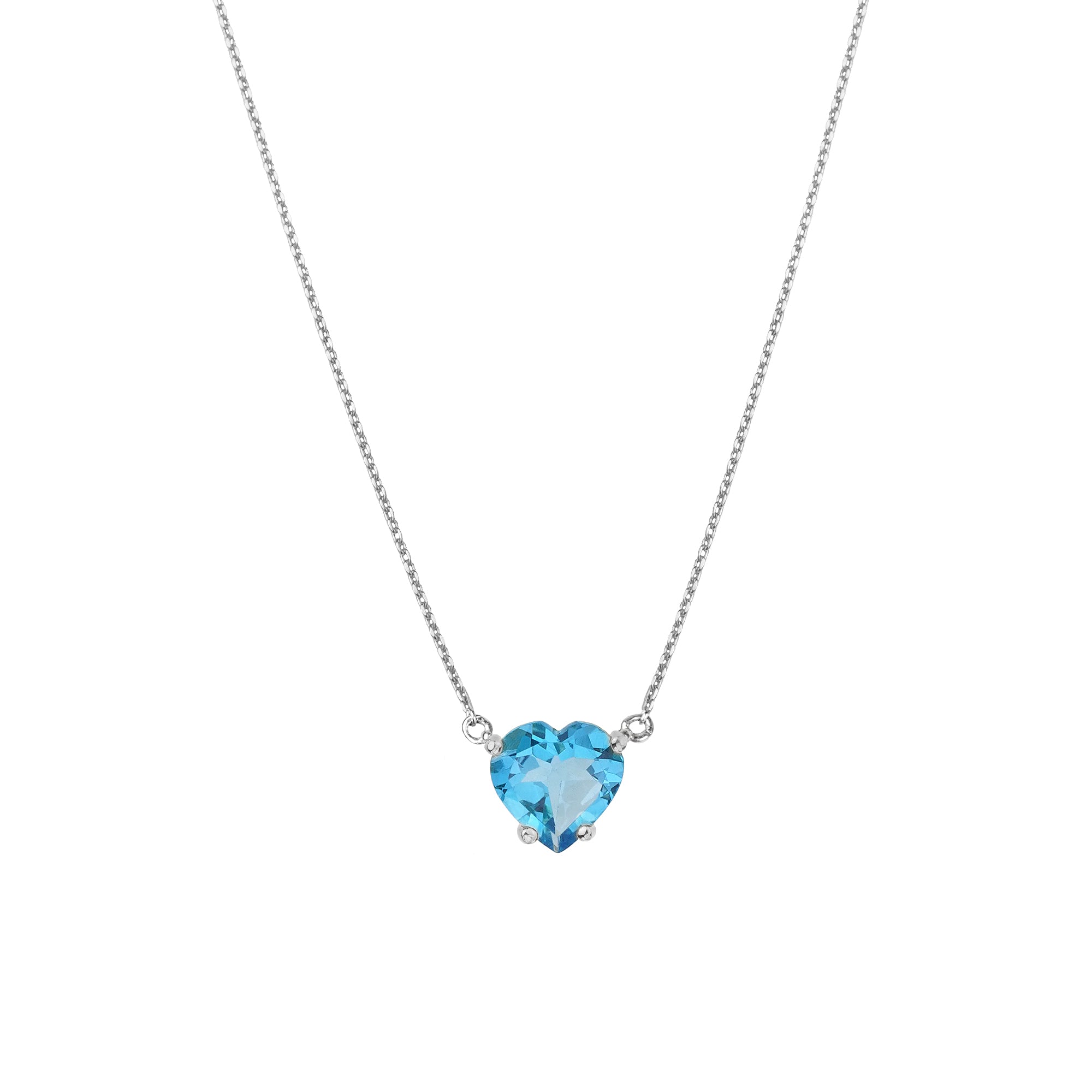 Ibu Heart Blue Topaz Necklace - Sterling Silver