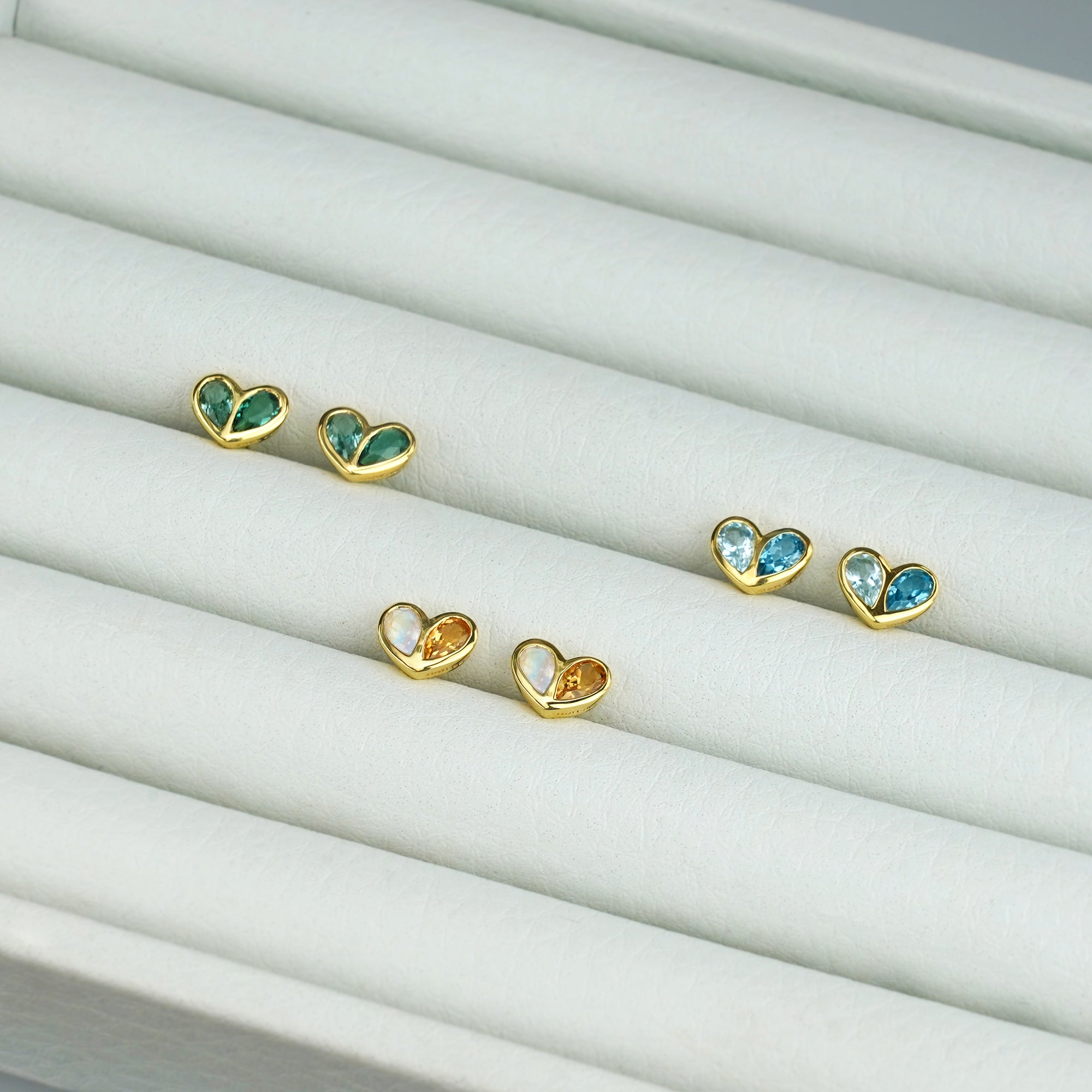 Ibu Two Pears Into Heart Earrings - Blue Topaz | BITS OF BALI JEWELRY