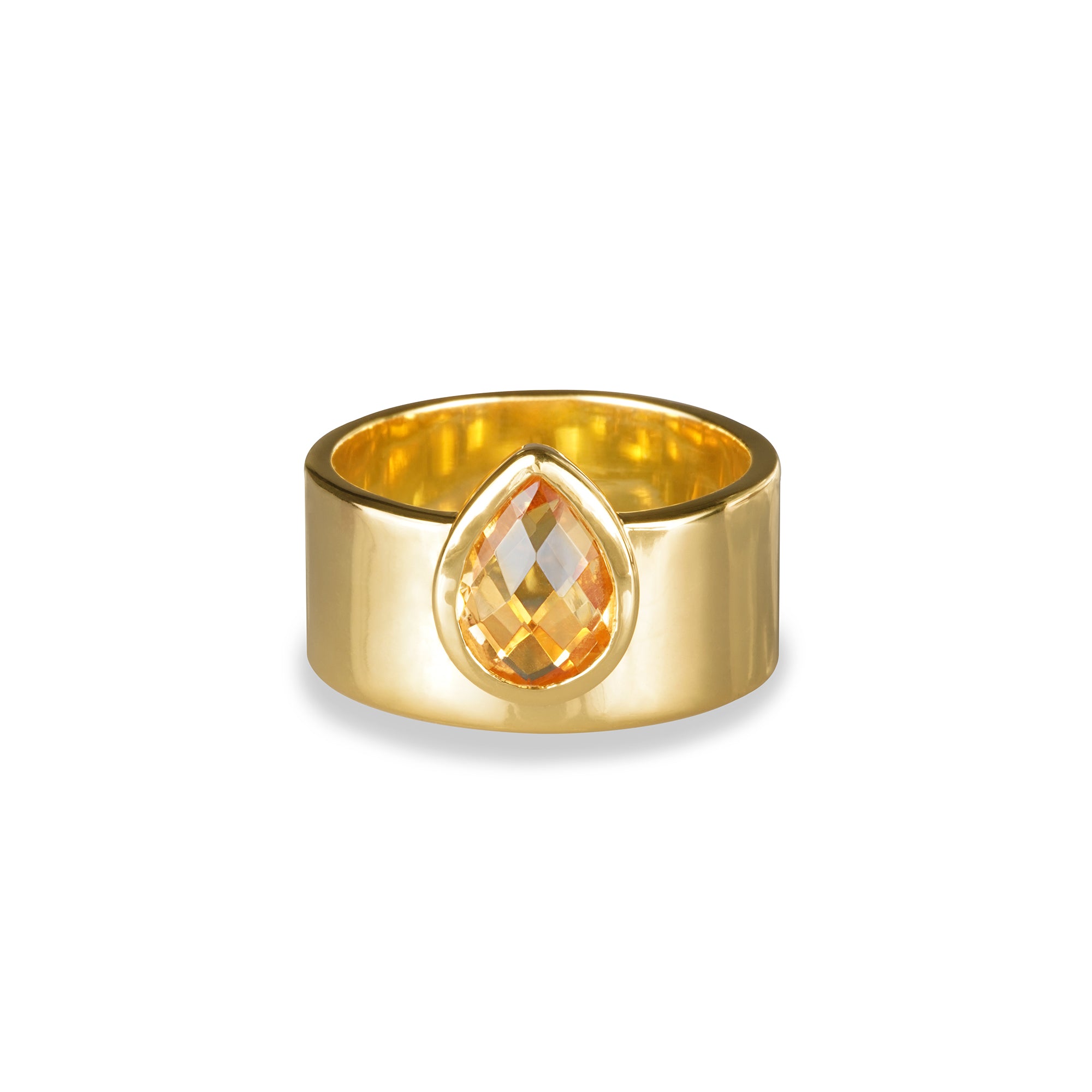 IBU Vira Bold Ring Gold Vermeil - Pear-Shaped Citrine | BITS OF BALI JEWELRY