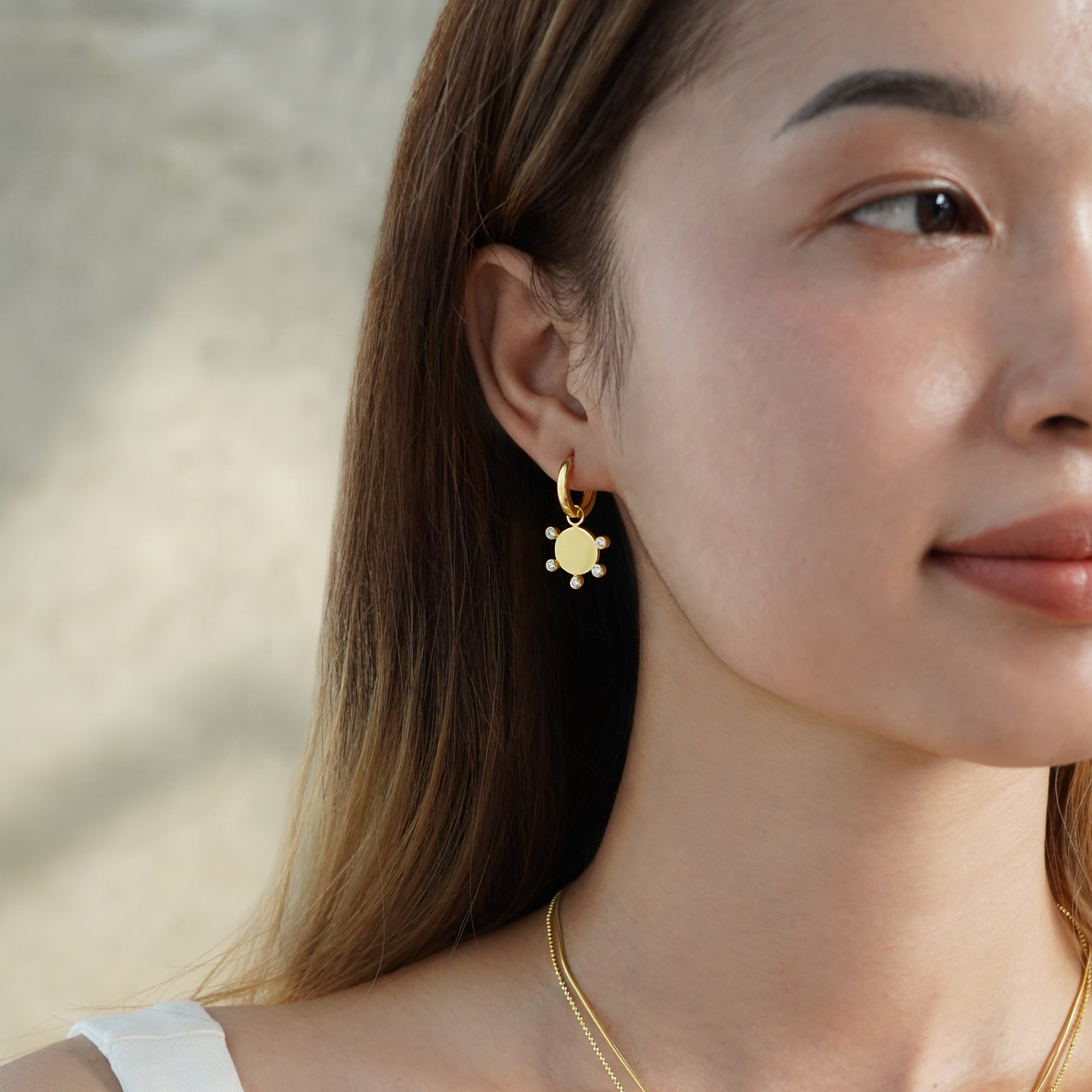 Ibu Huggies Earrings With Round Cz | BITS OF BALI JEWELRY