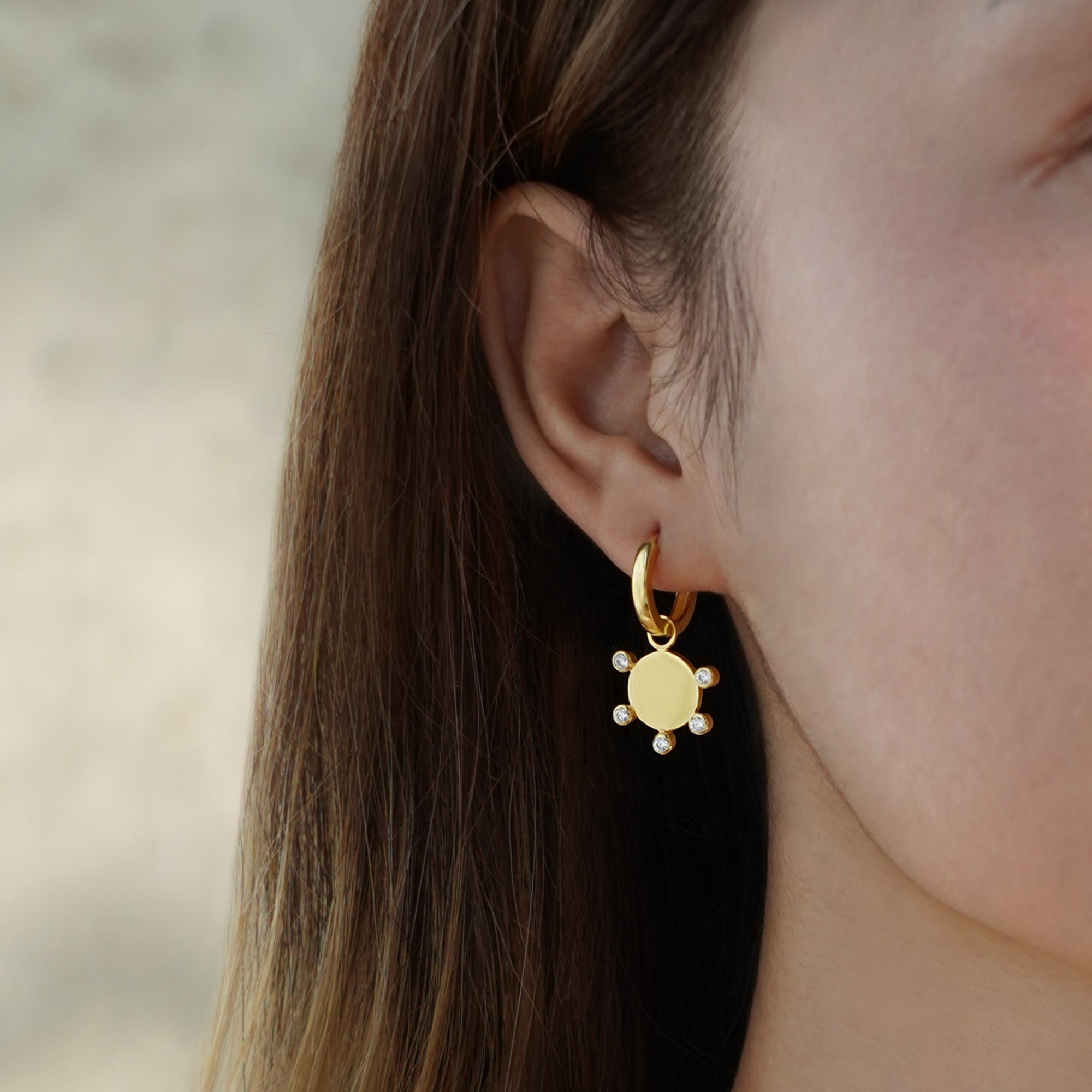 Ibu Huggies Earrings With Round Cz | BITS OF BALI JEWELRY